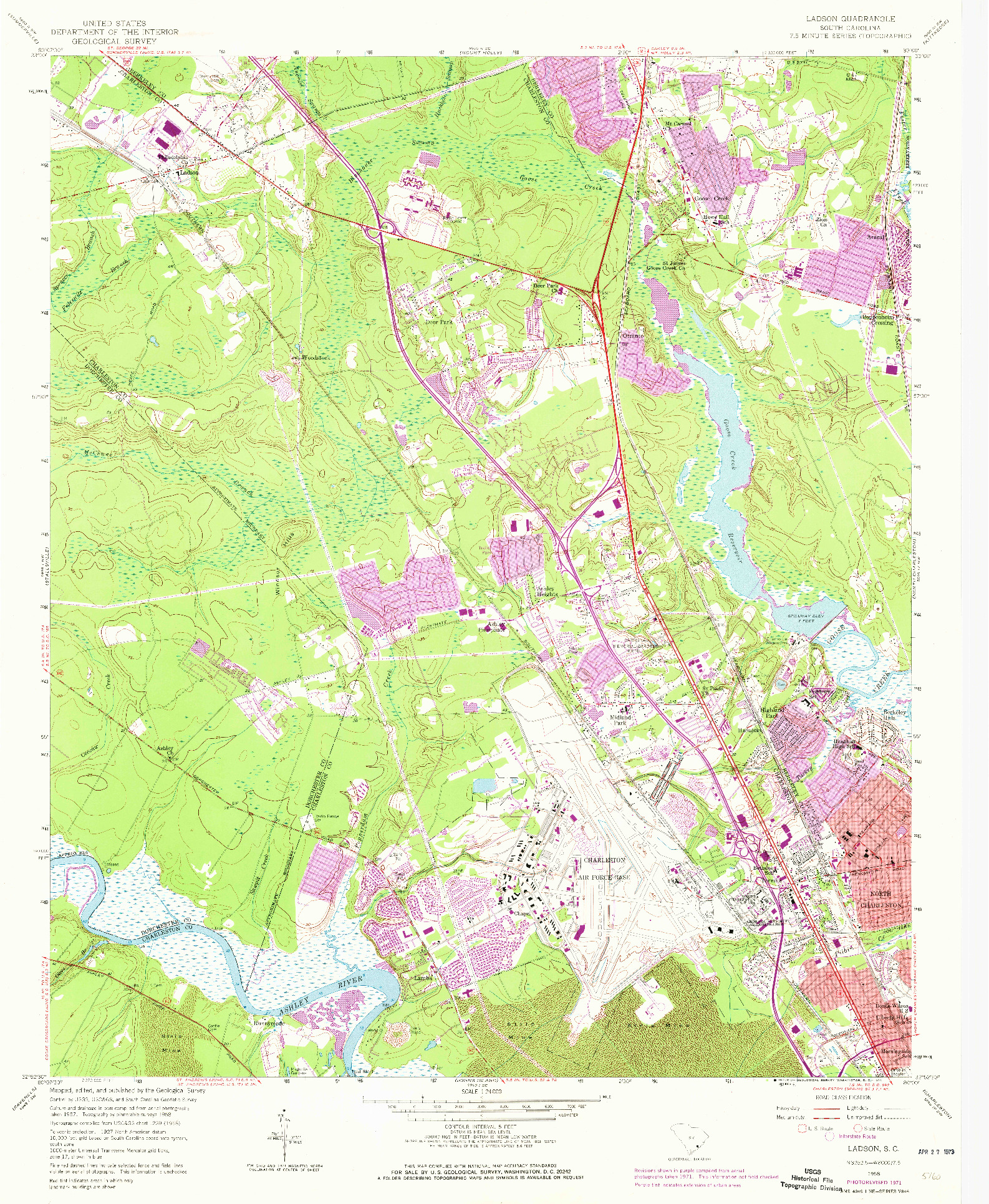 USGS 1:24000-SCALE QUADRANGLE FOR LADSON, SC 1958