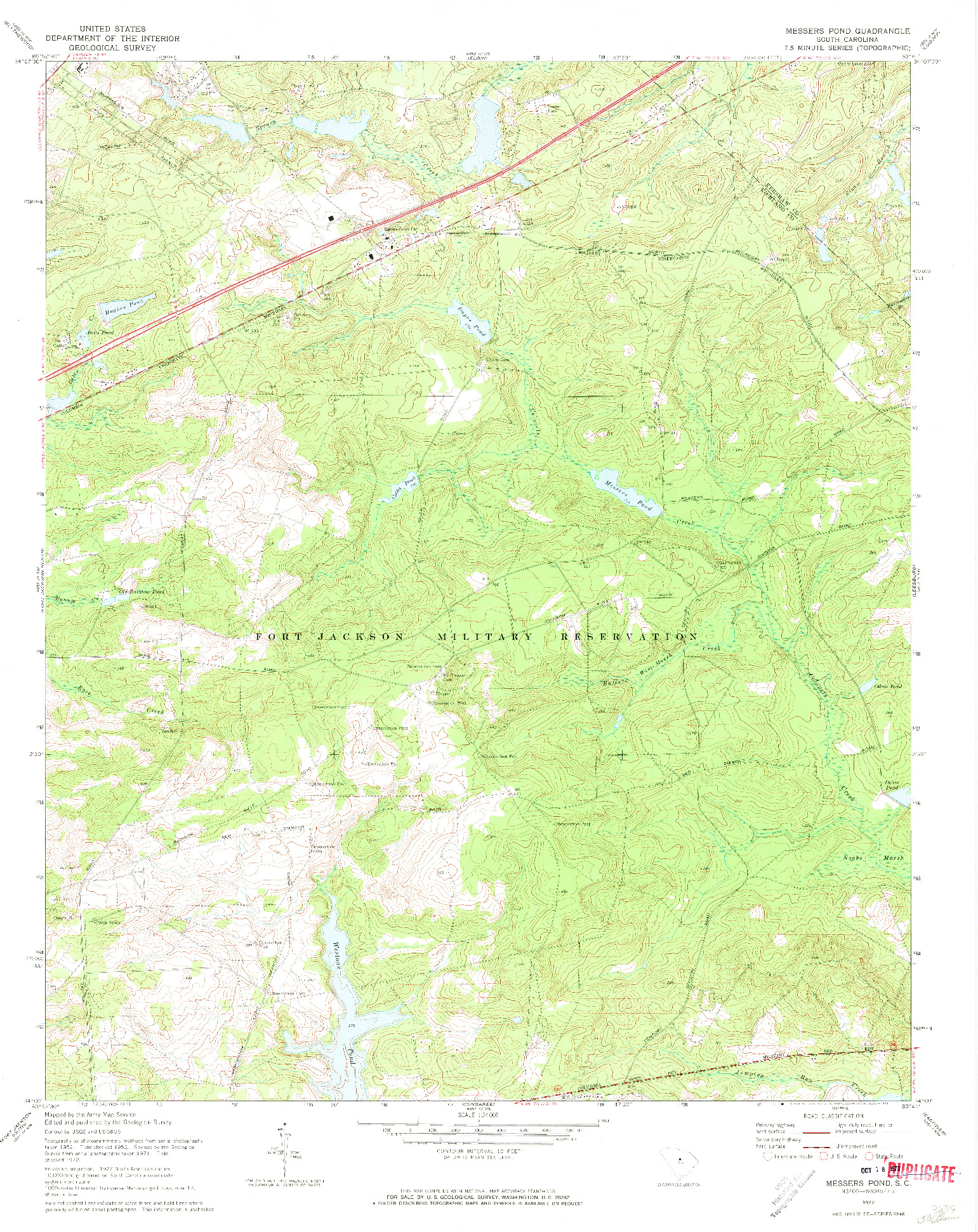 USGS 1:24000-SCALE QUADRANGLE FOR MESSERS POND, SC 1972