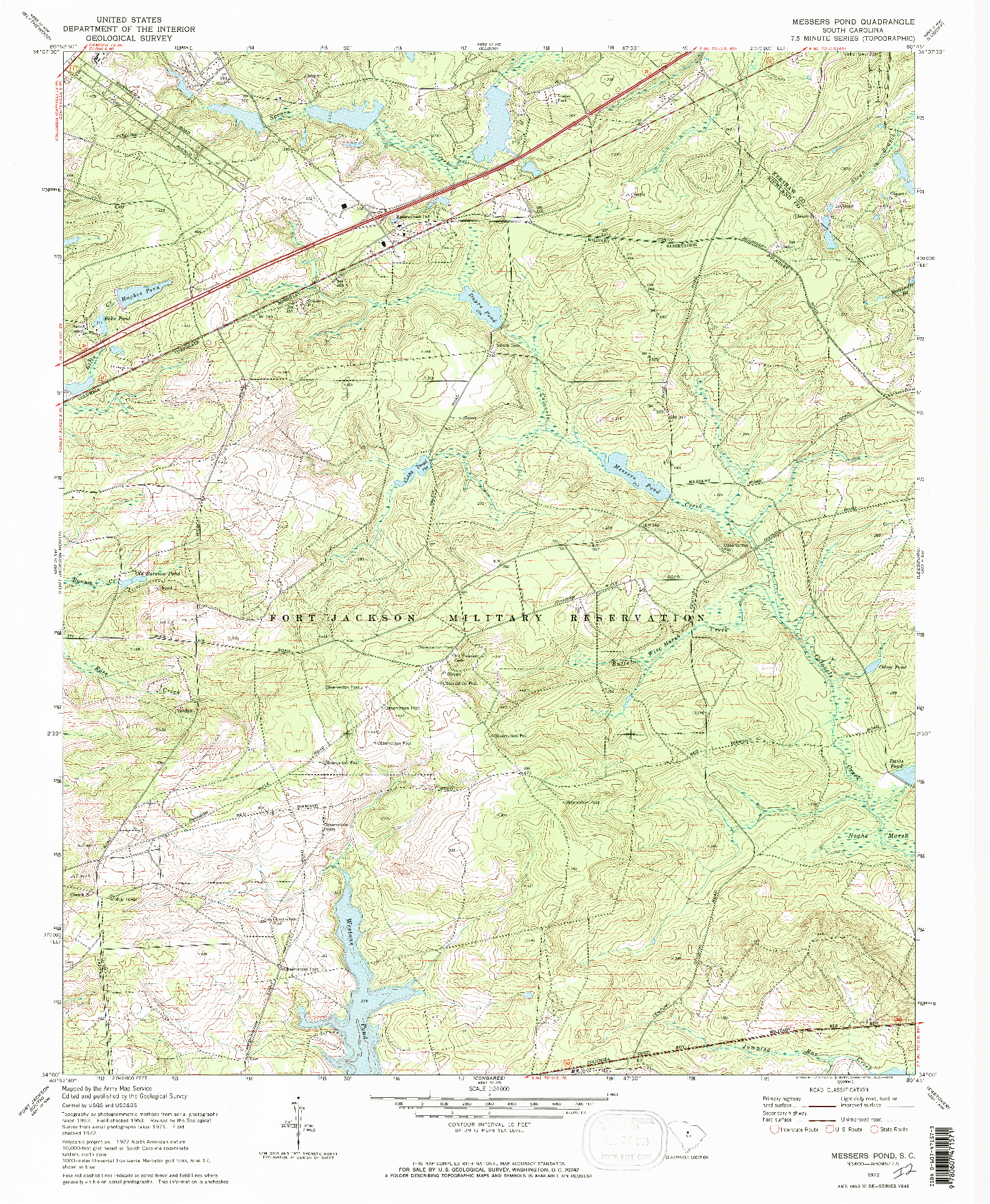 USGS 1:24000-SCALE QUADRANGLE FOR MESSERS POND, SC 1972