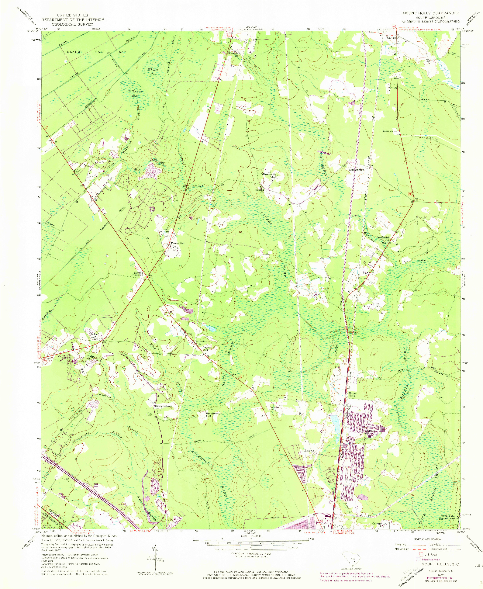 USGS 1:24000-SCALE QUADRANGLE FOR MOUNT HOLLY, SC 1957