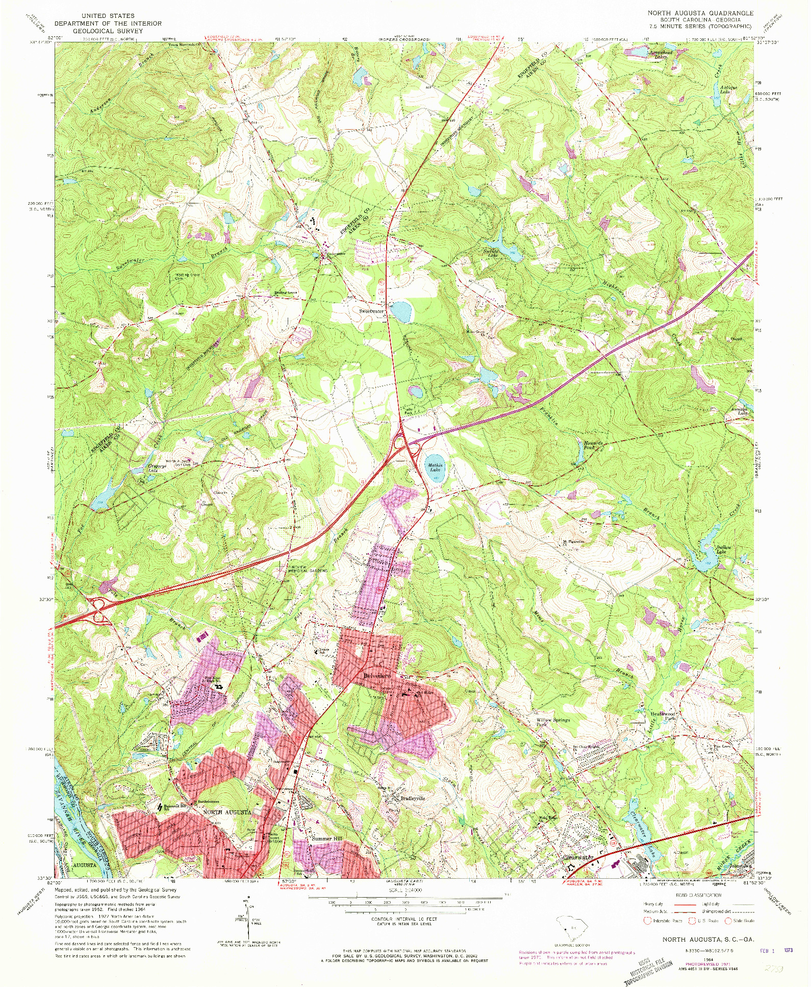 USGS 1:24000-SCALE QUADRANGLE FOR NORTH AUGUSTA, SC 1964