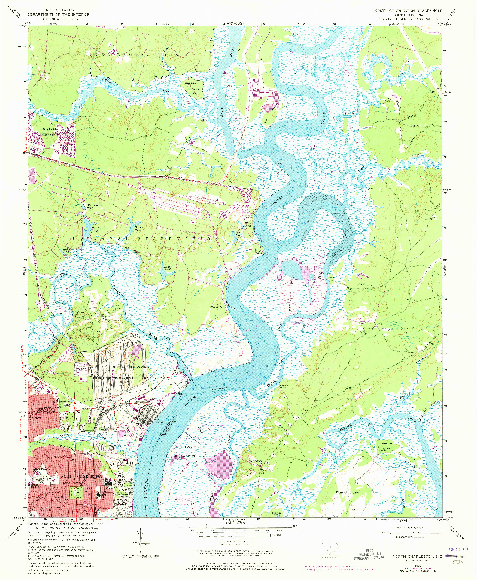 USGS 1:24000-SCALE QUADRANGLE FOR NORTH CHARLESTON, SC 1958