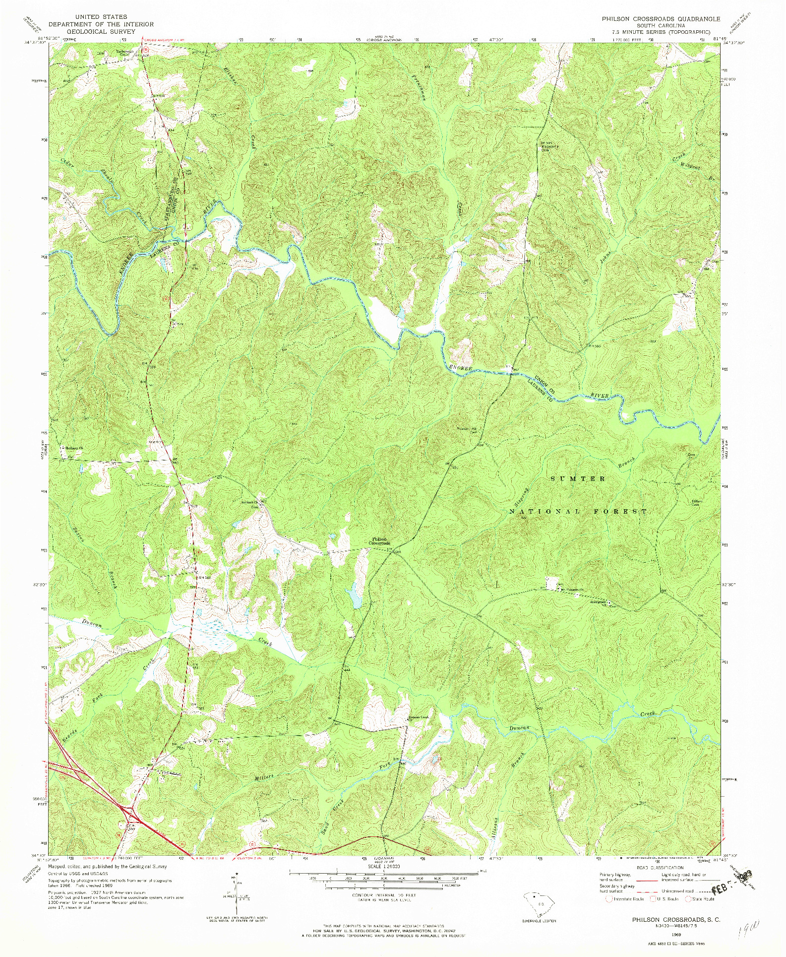 USGS 1:24000-SCALE QUADRANGLE FOR PHILSON CROSSROADS, SC 1969