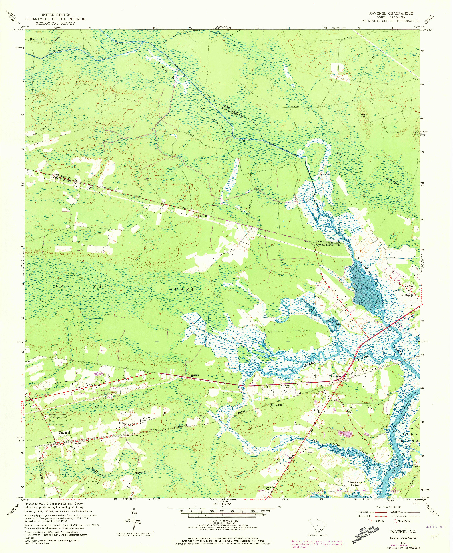 USGS 1:24000-SCALE QUADRANGLE FOR RAVENEL, SC 1960