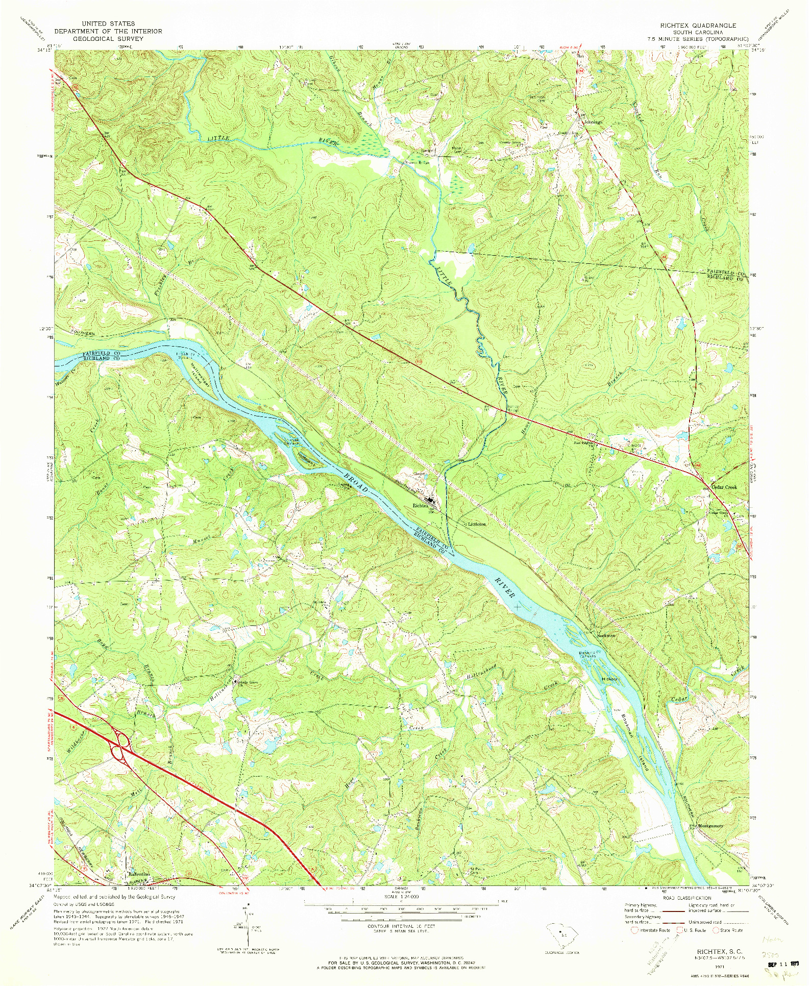 USGS 1:24000-SCALE QUADRANGLE FOR RICHTEX, SC 1971