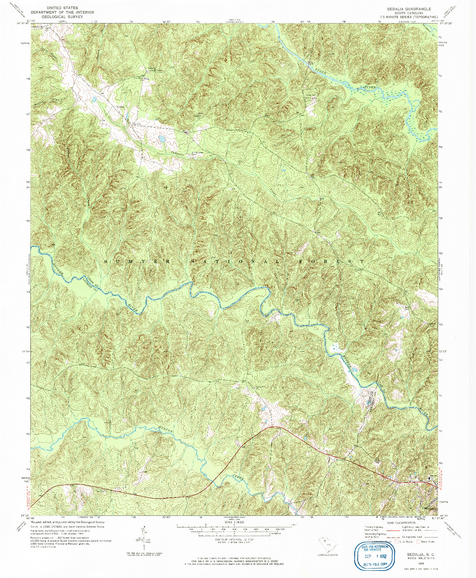 USGS 1:24000-SCALE QUADRANGLE FOR SEDALIA, SC 1969