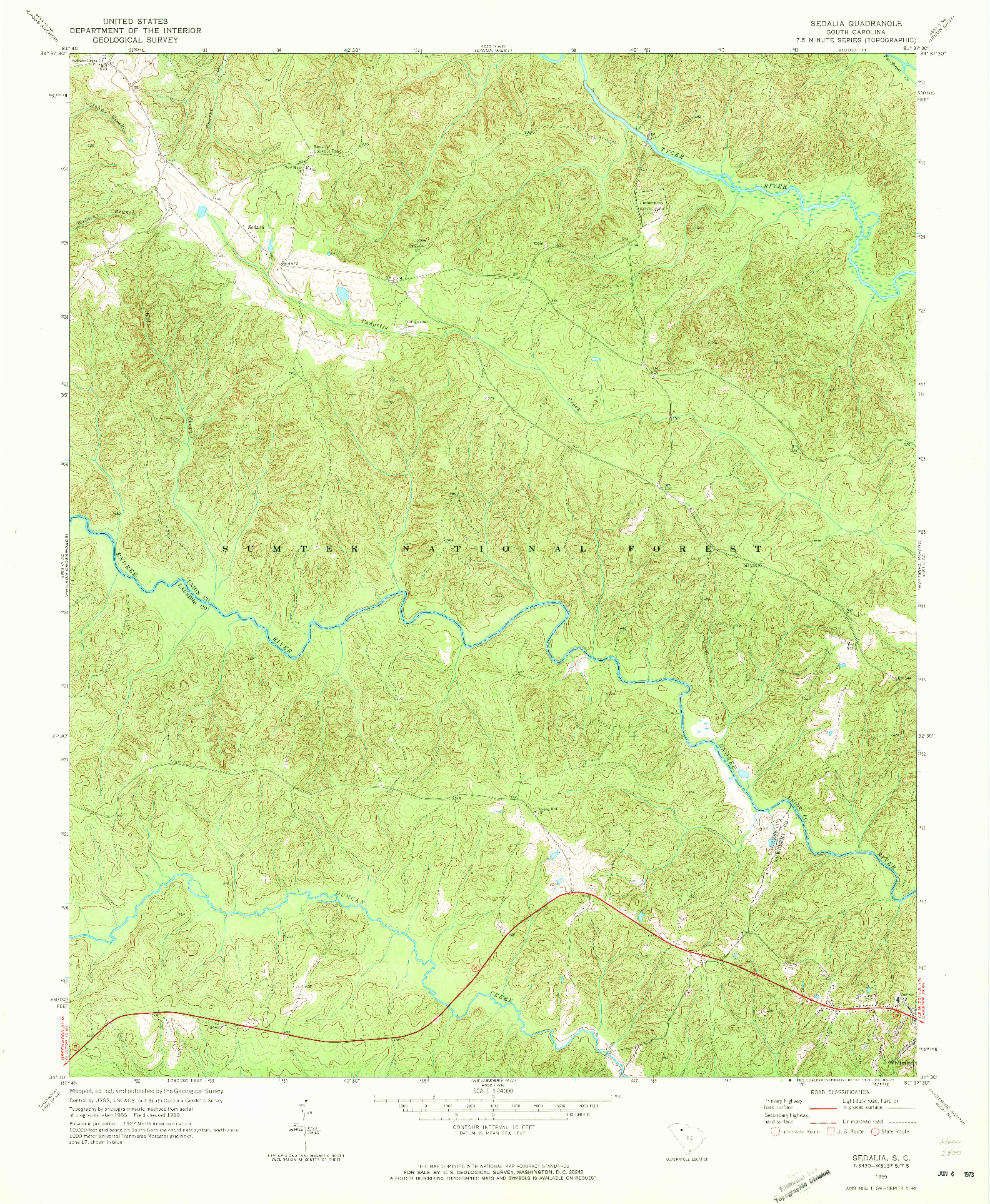 USGS 1:24000-SCALE QUADRANGLE FOR SEDALIA, SC 1969