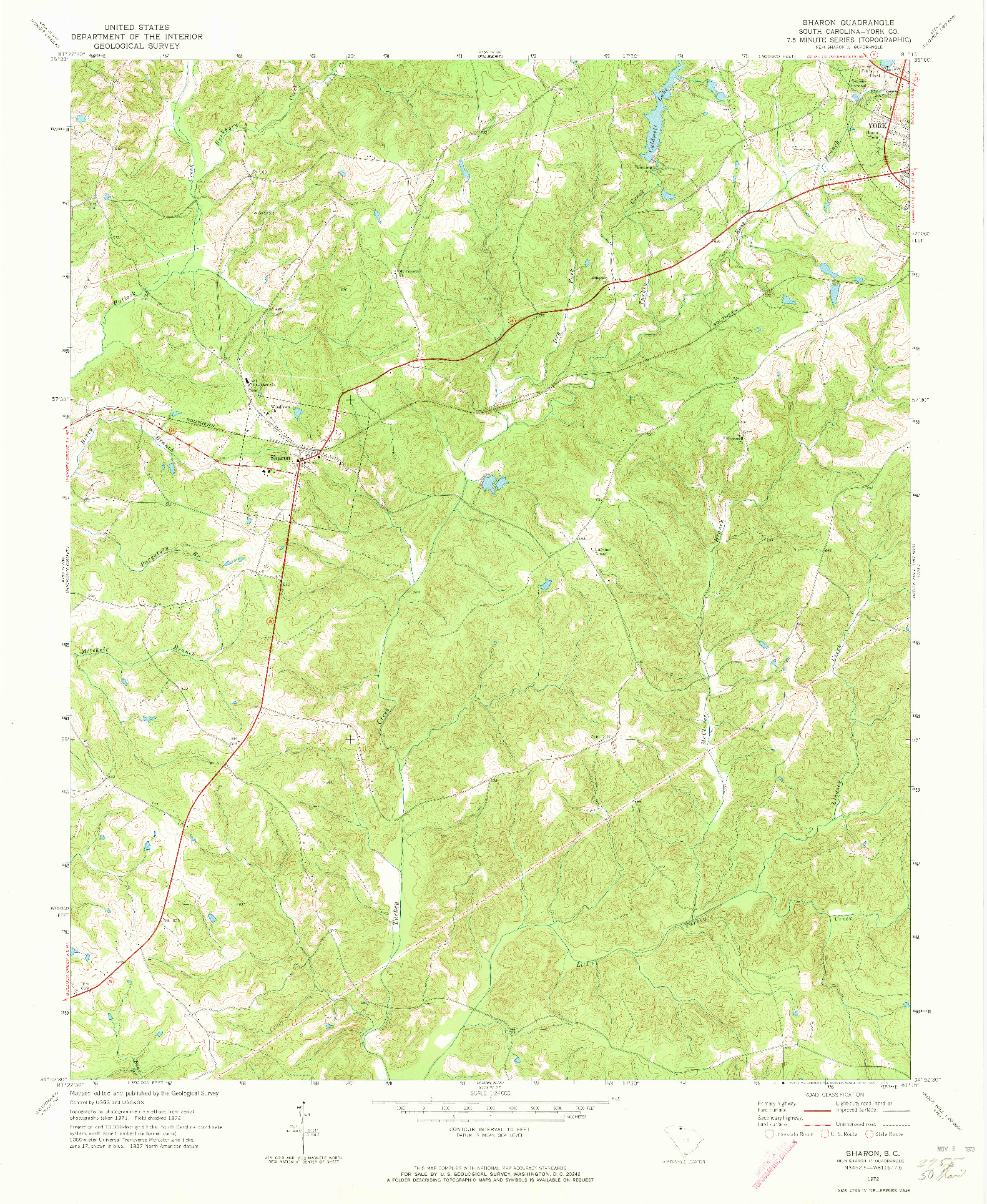 USGS 1:24000-SCALE QUADRANGLE FOR SHARON, SC 1972