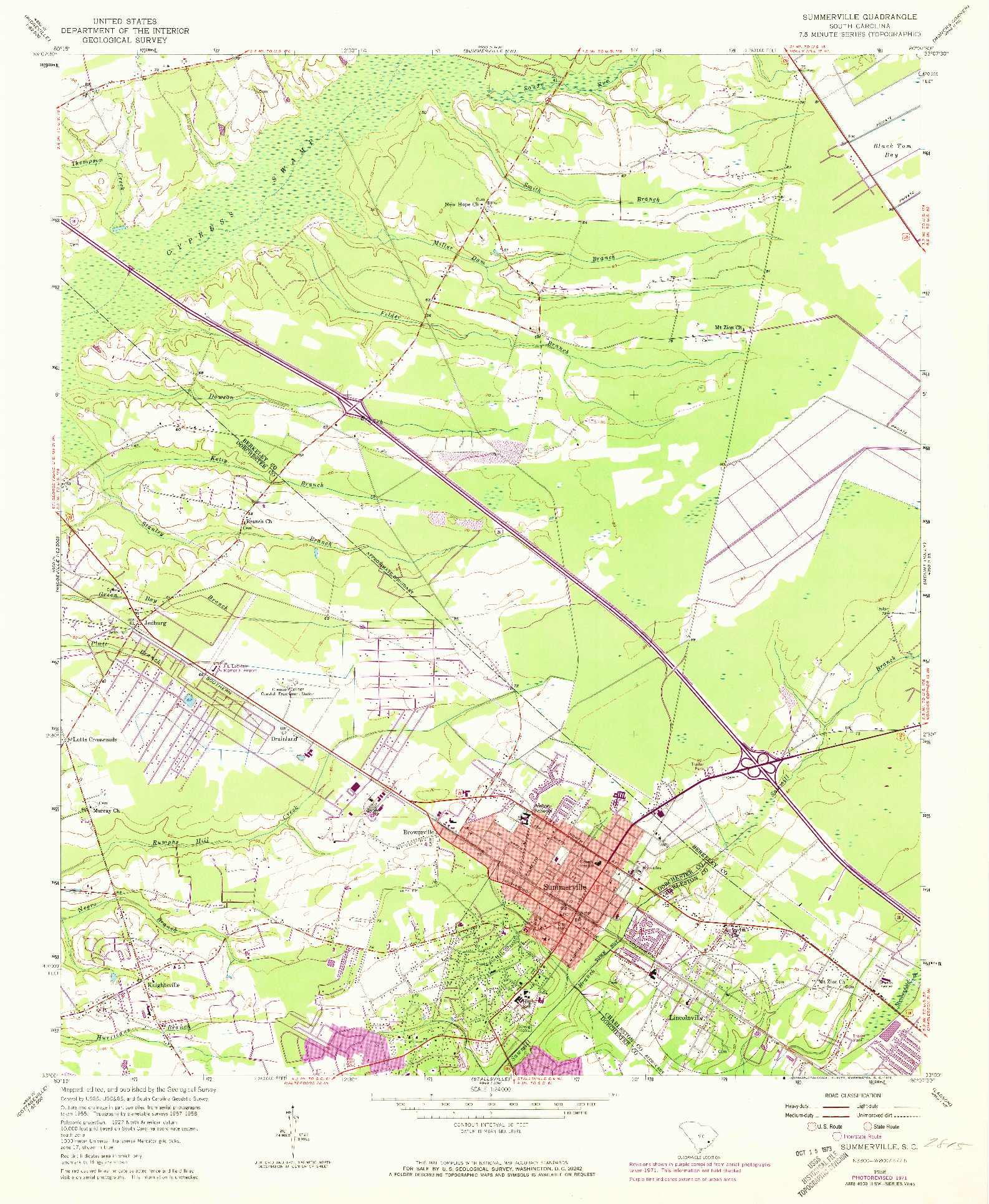 USGS 1:24000-SCALE QUADRANGLE FOR SUMMERVILLE, SC 1958