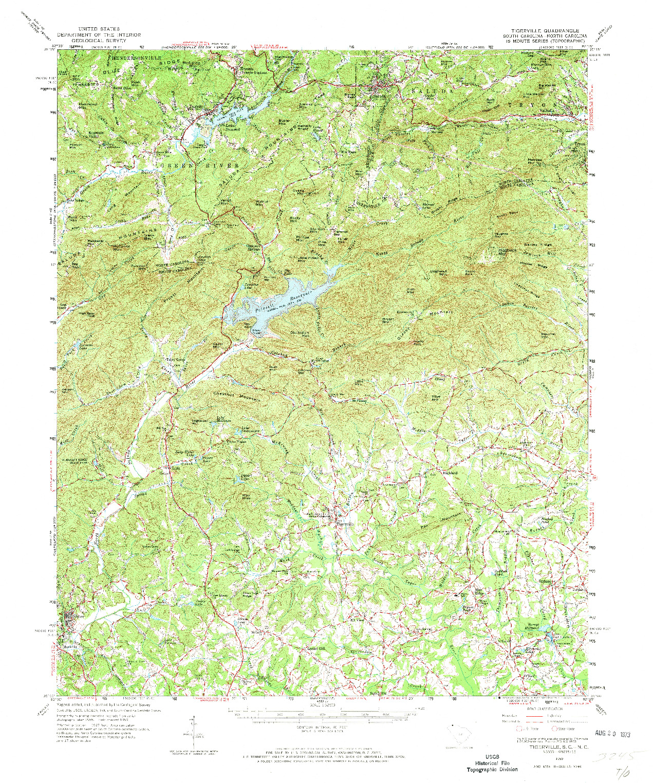 USGS 1:62500-SCALE QUADRANGLE FOR TIGERVILLE, SC 1959