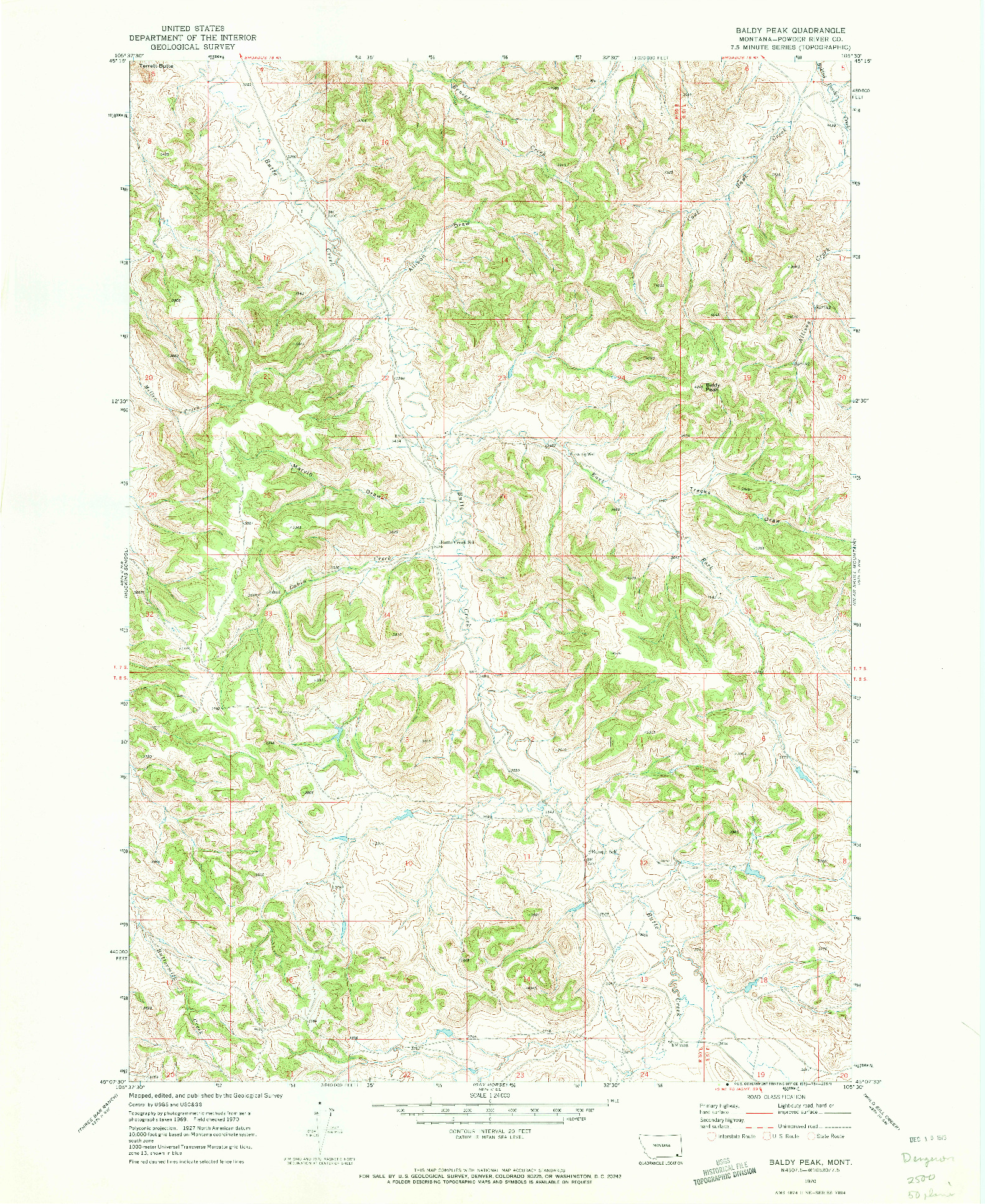 USGS 1:24000-SCALE QUADRANGLE FOR BALDY PEAK, MT 1970