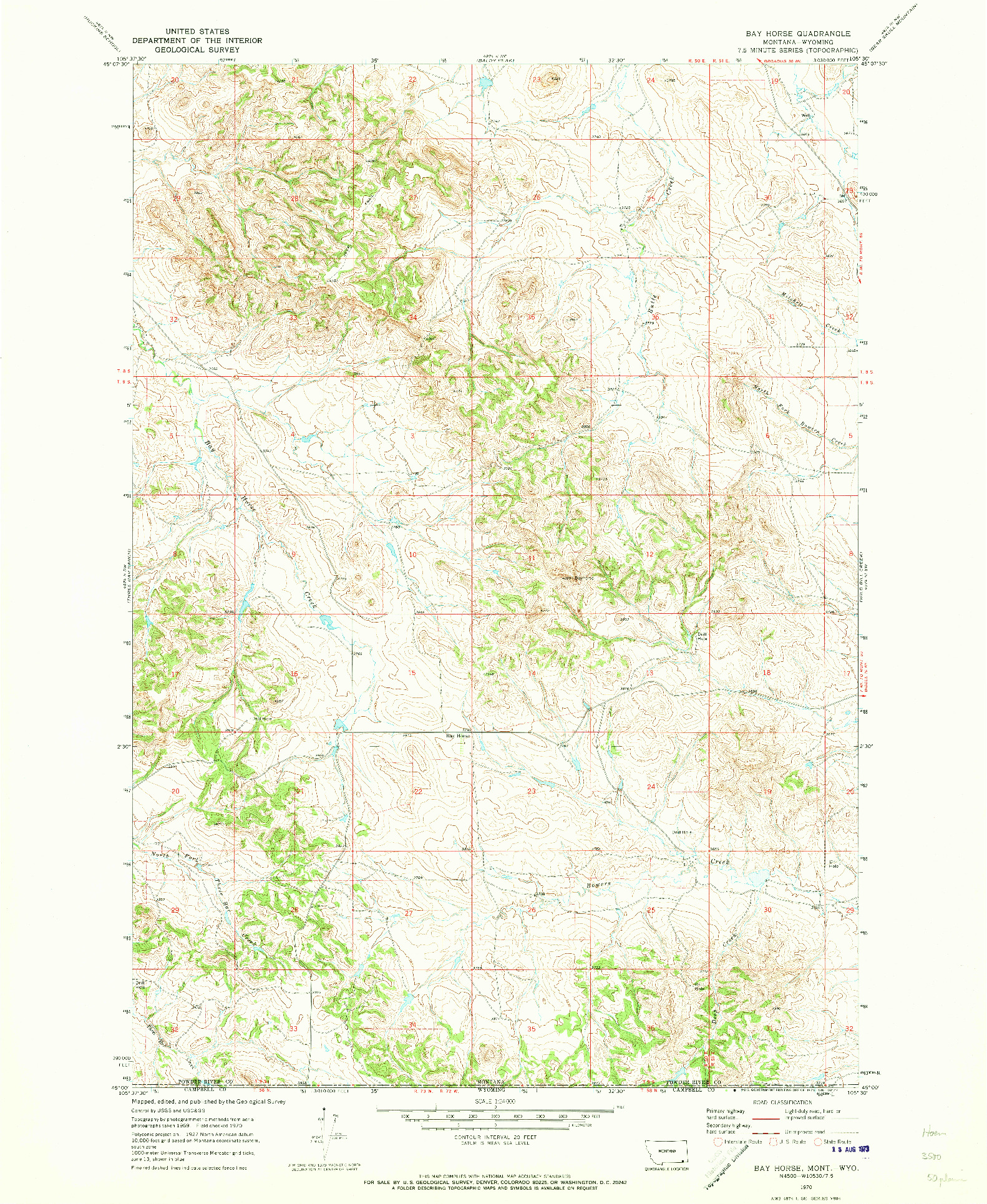 USGS 1:24000-SCALE QUADRANGLE FOR BAY HORSE, MT 1970