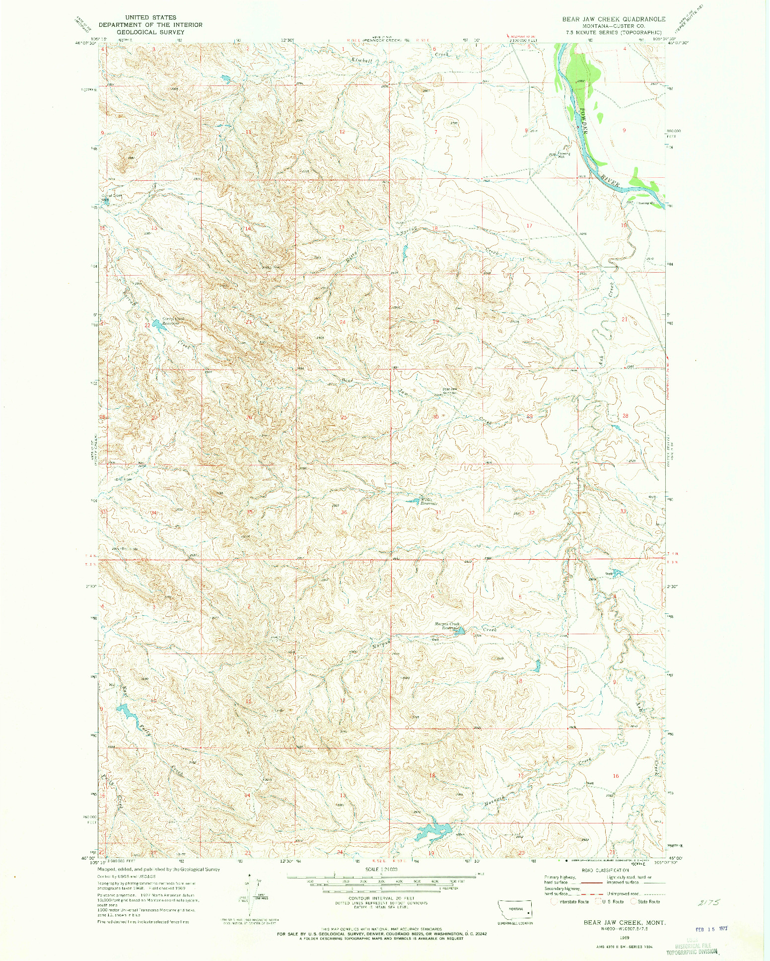USGS 1:24000-SCALE QUADRANGLE FOR BEAR JAW CREEK, MT 1969