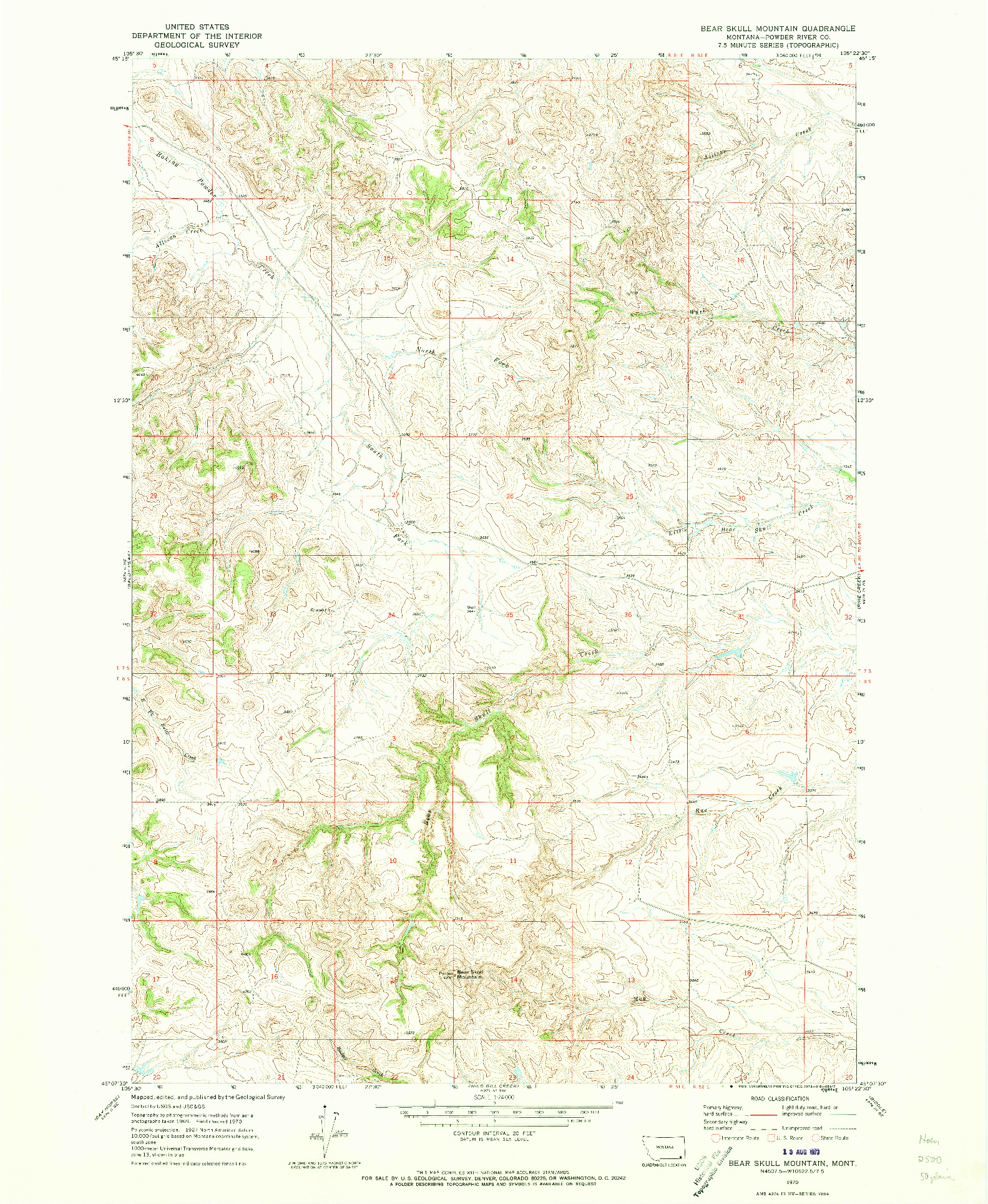 USGS 1:24000-SCALE QUADRANGLE FOR BEAR SKULL MOUNTAIN, MT 1970