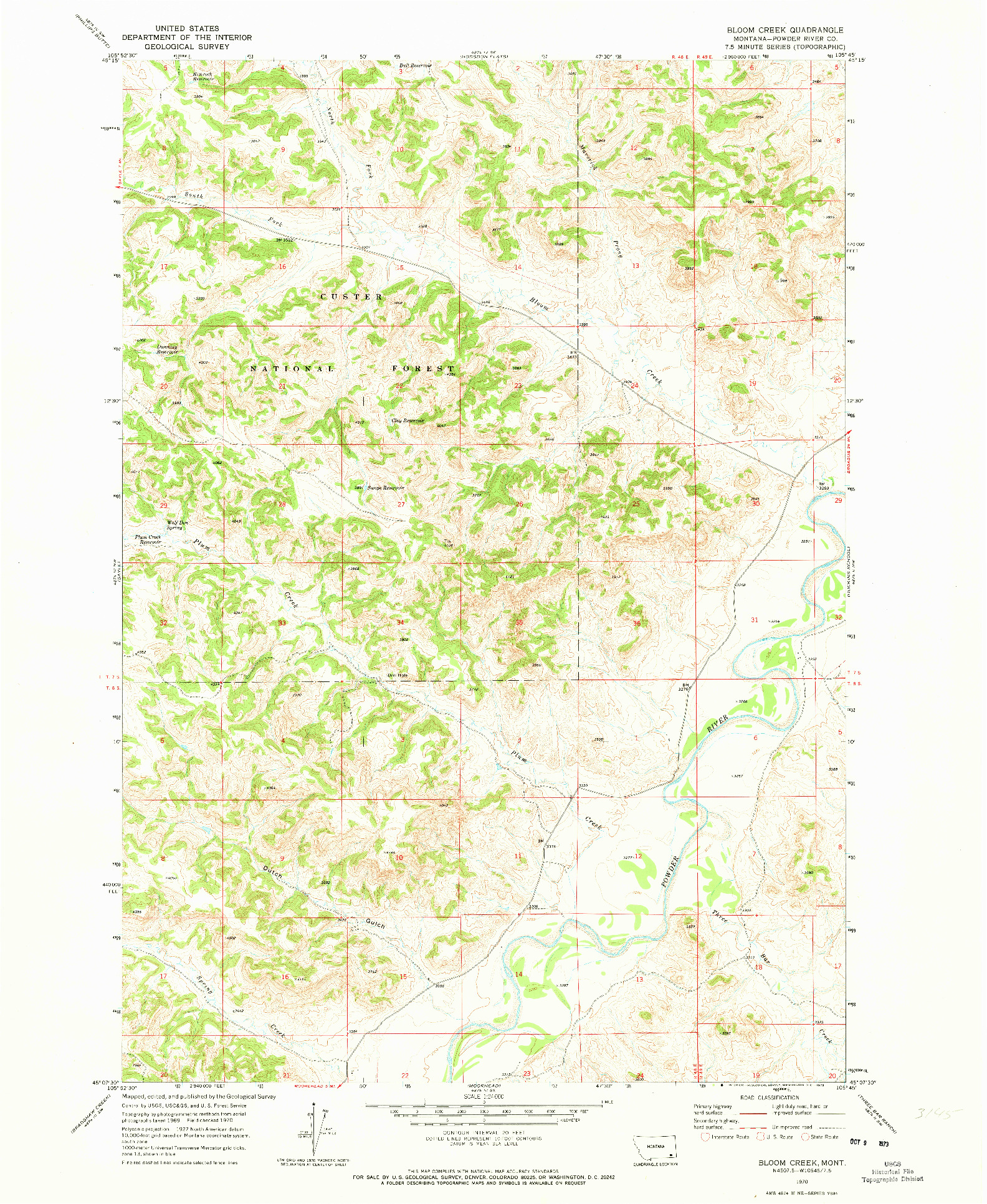 USGS 1:24000-SCALE QUADRANGLE FOR BLOOM CREEK, MT 1970