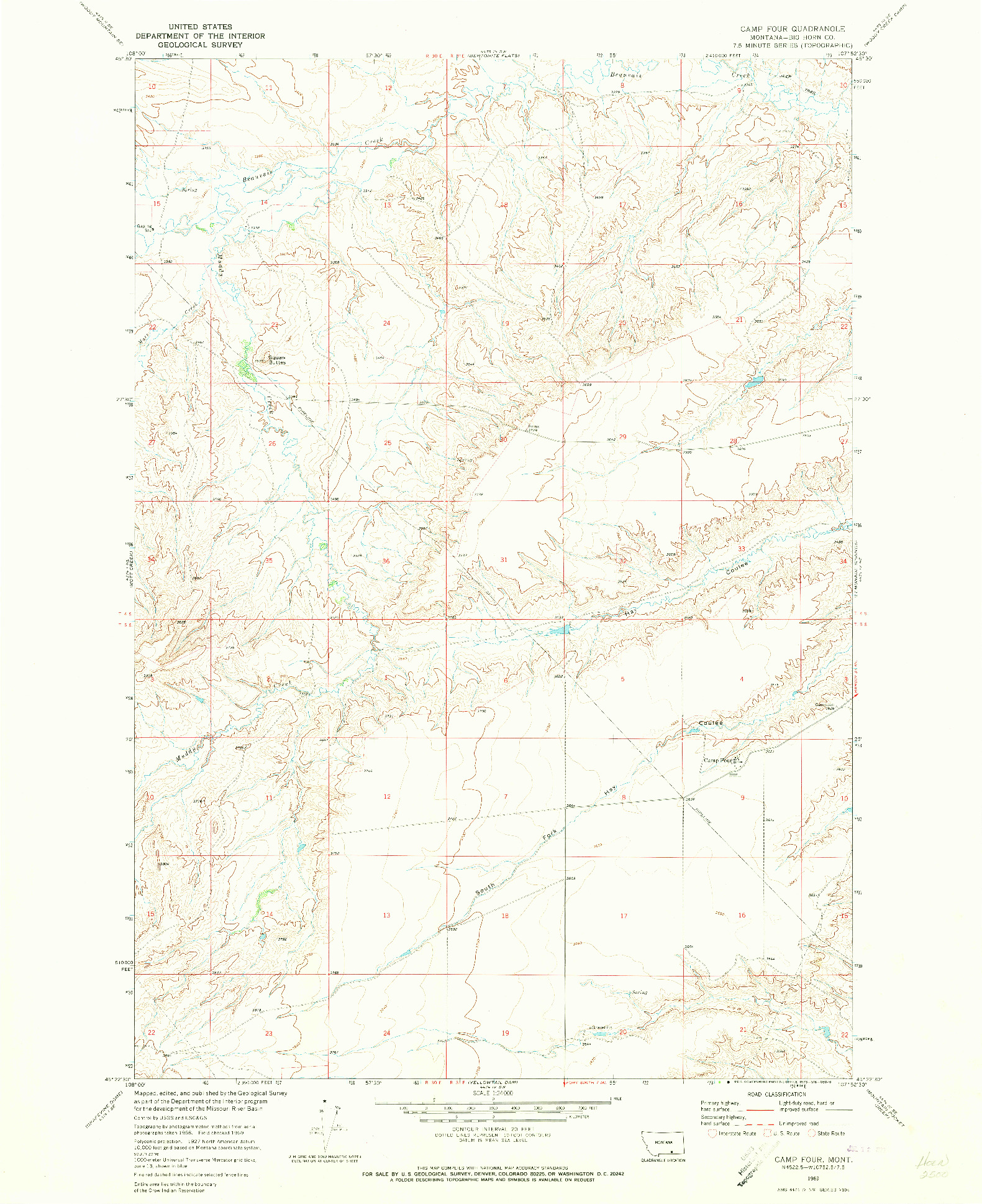 USGS 1:24000-SCALE QUADRANGLE FOR CAMP FOUR, MT 1969