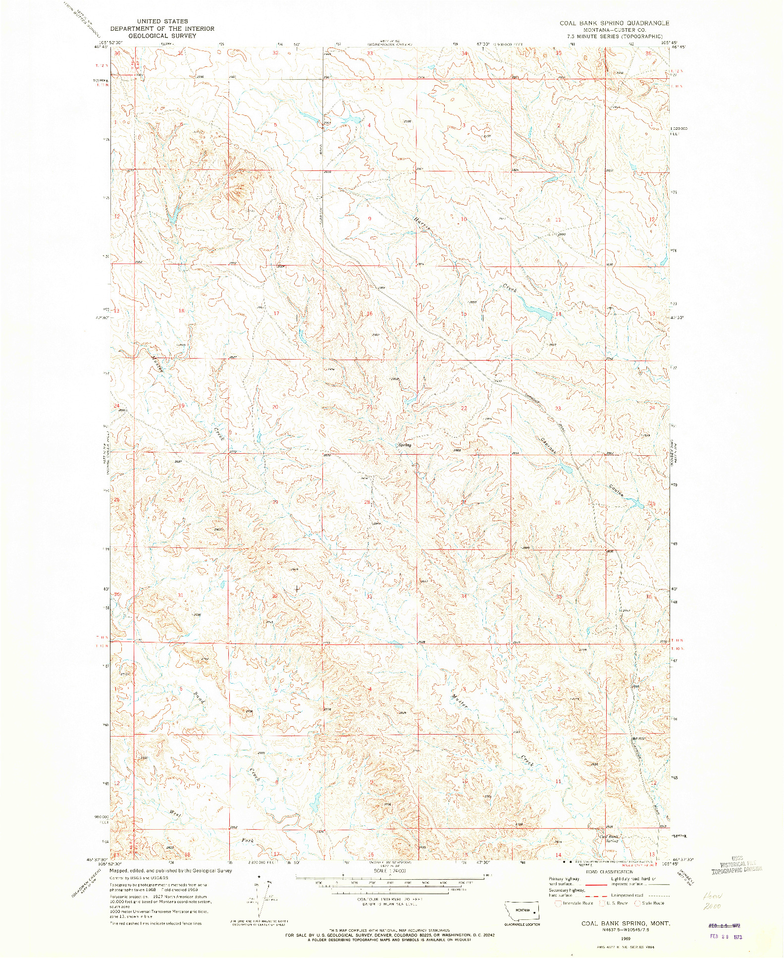 USGS 1:24000-SCALE QUADRANGLE FOR COAL BANK SPRING, MT 1969