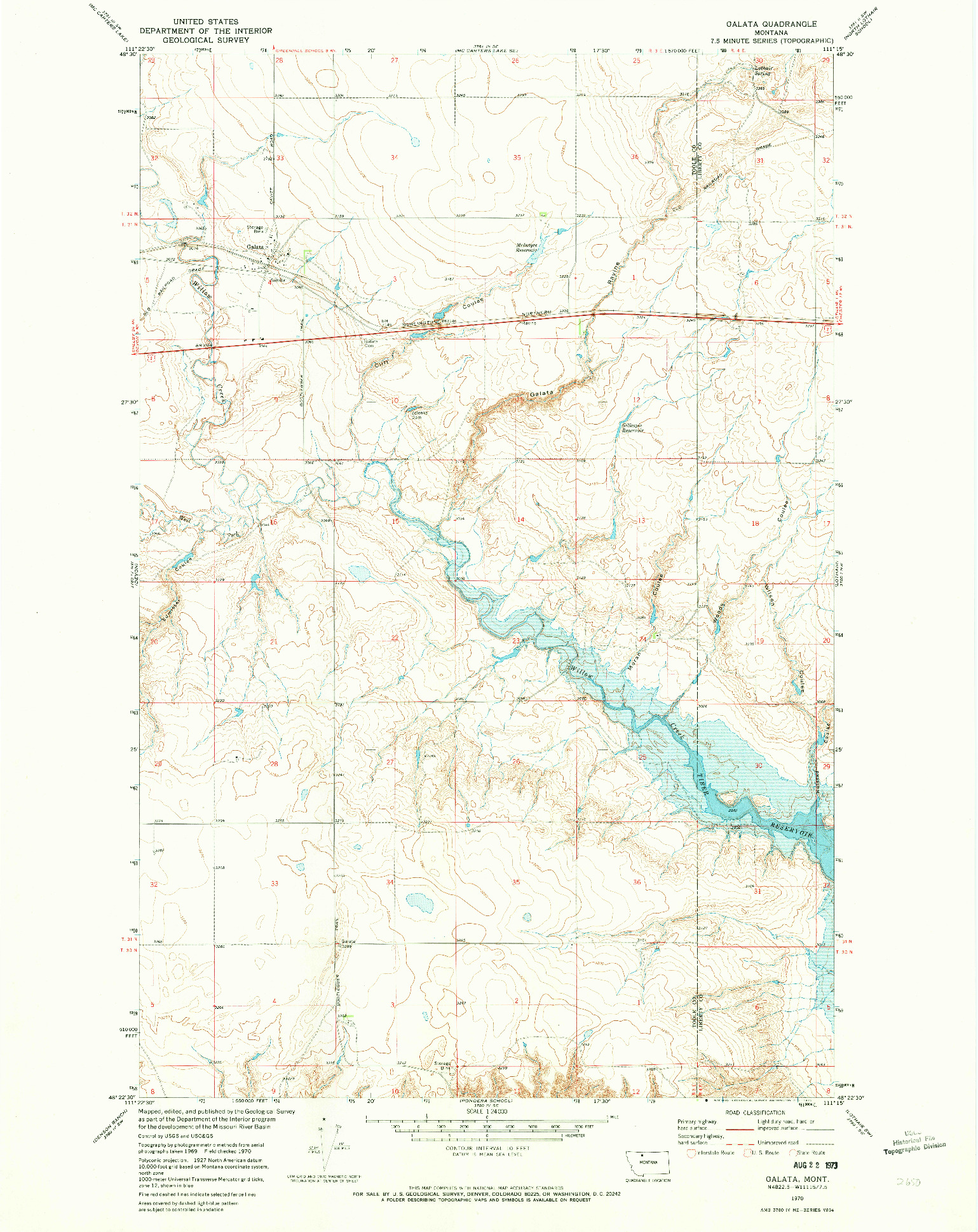 USGS 1:24000-SCALE QUADRANGLE FOR GALATA, MT 1970