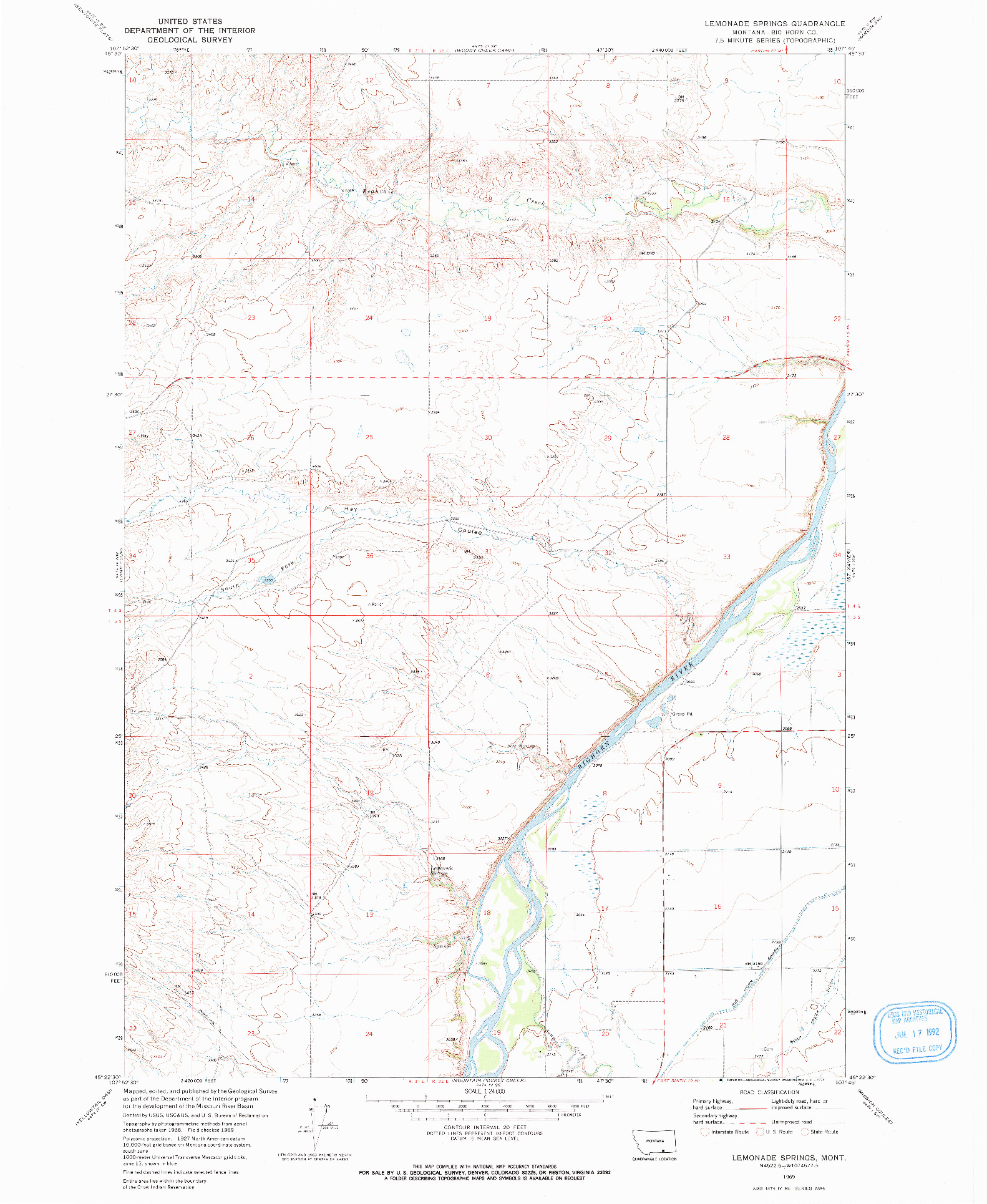 USGS 1:24000-SCALE QUADRANGLE FOR LEMONADE SPRINGS, MT 1969