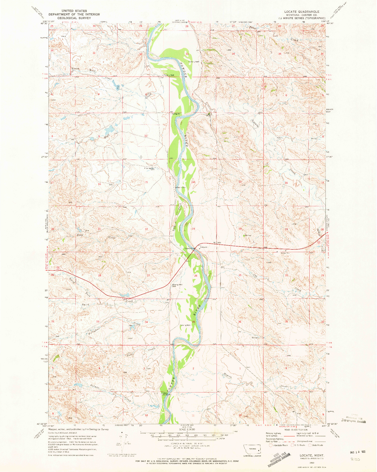 USGS 1:24000-SCALE QUADRANGLE FOR LOCATE, MT 1969