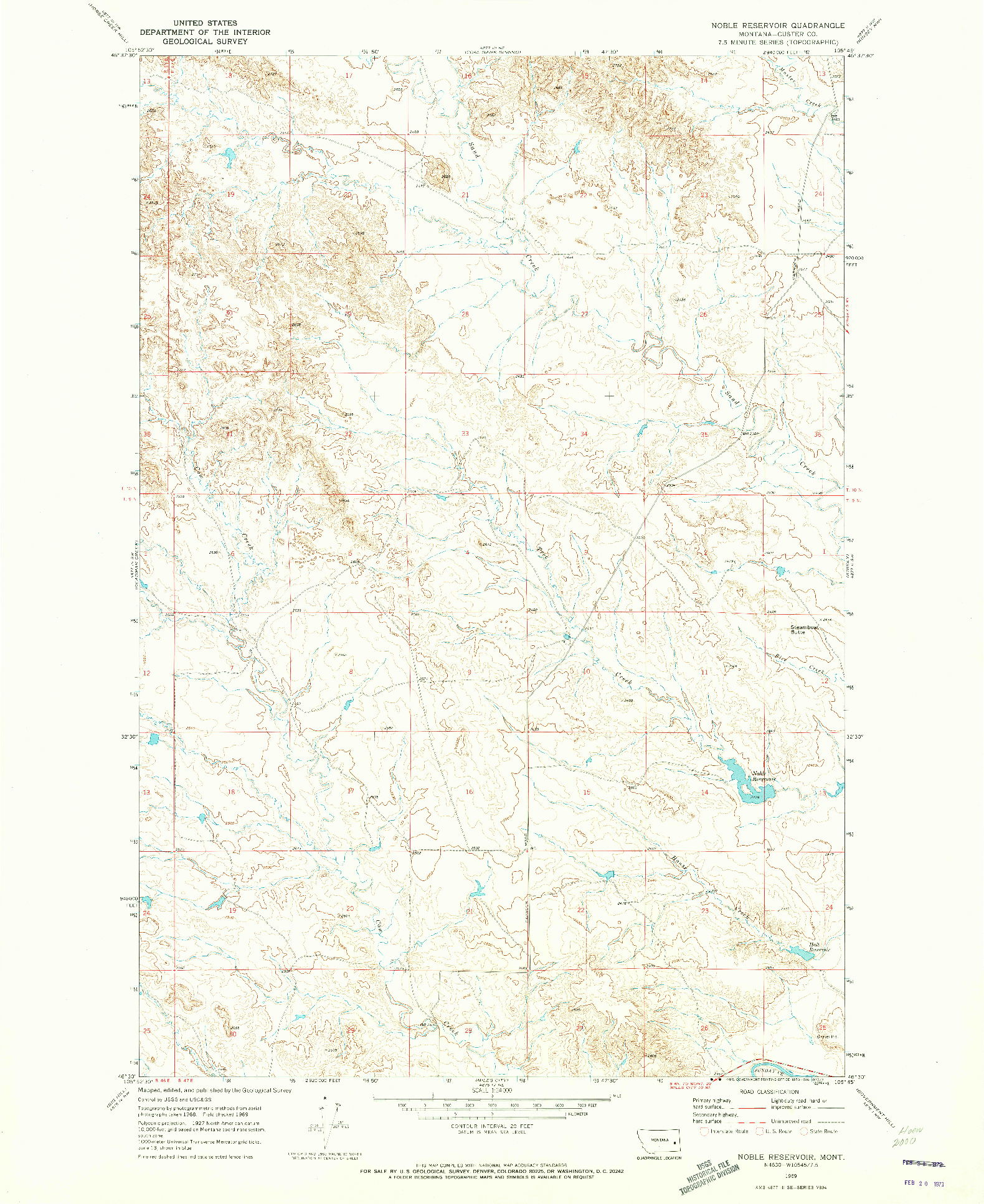USGS 1:24000-SCALE QUADRANGLE FOR NOBLE RESERVOIR, MT 1969