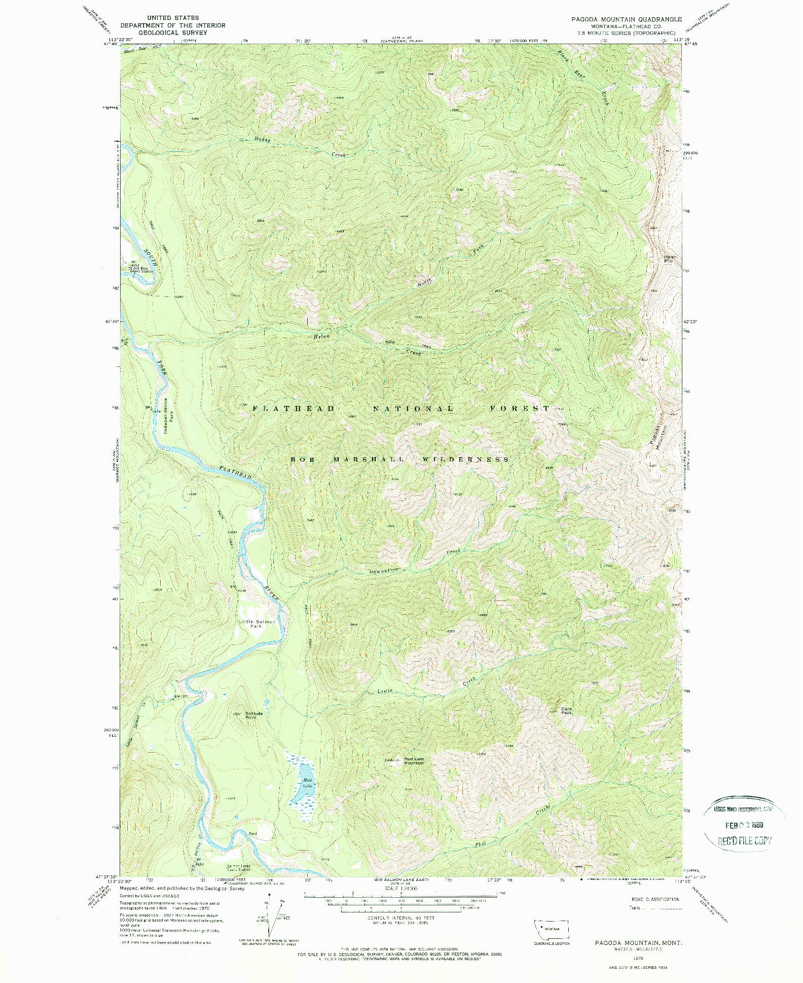 USGS 1:24000-SCALE QUADRANGLE FOR PAGODA MOUNTAIN, MT 1970