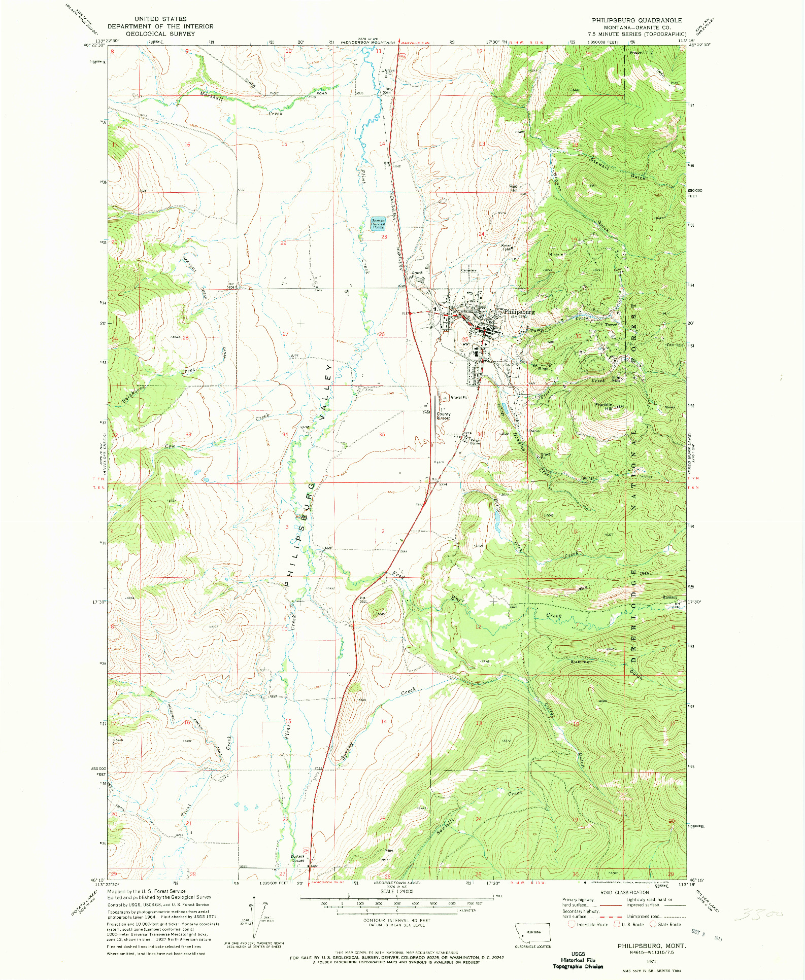 USGS 1:24000-SCALE QUADRANGLE FOR PHILIPSBURG, MT 1971