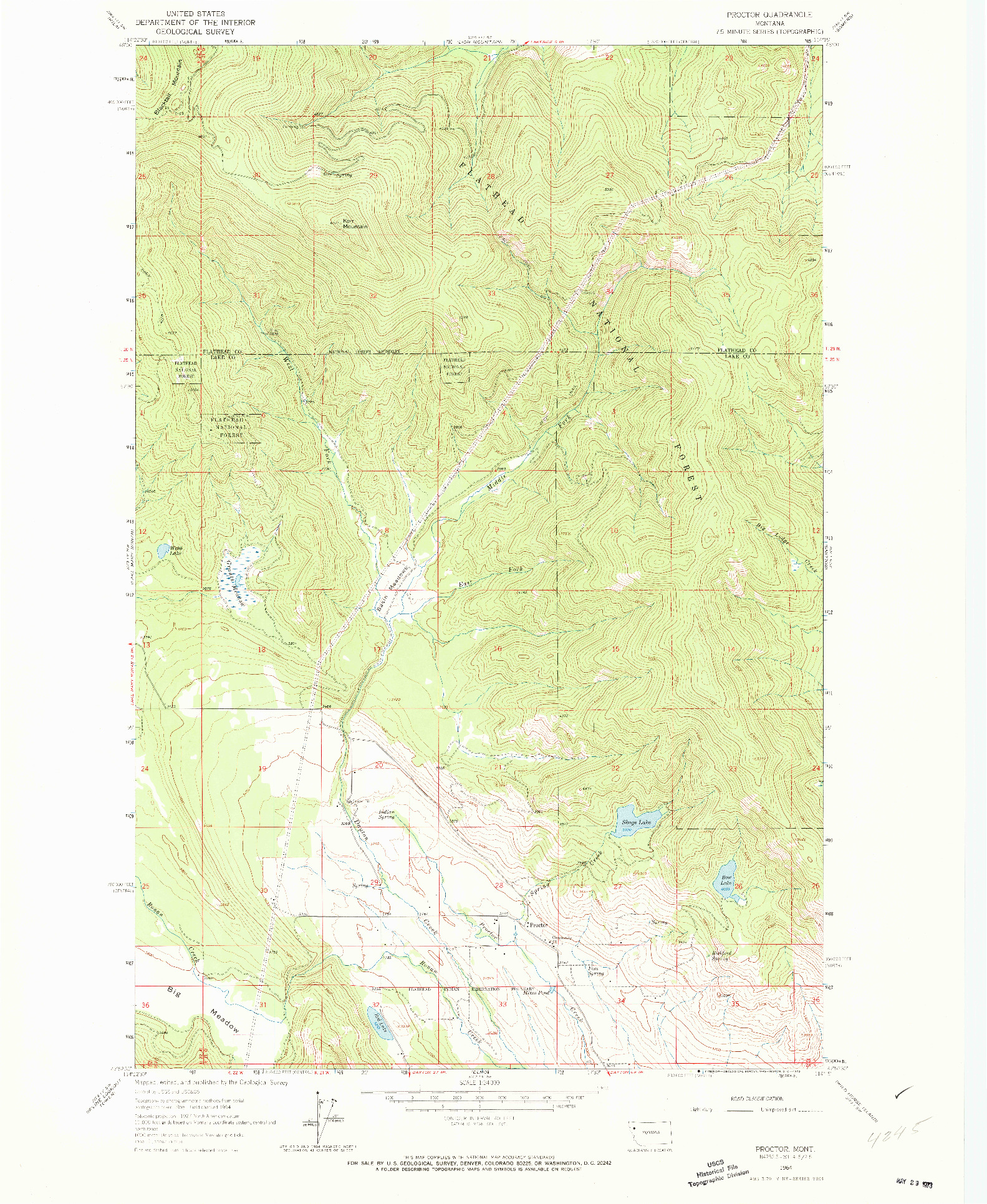 USGS 1:24000-SCALE QUADRANGLE FOR PROCTOR, MT 1964