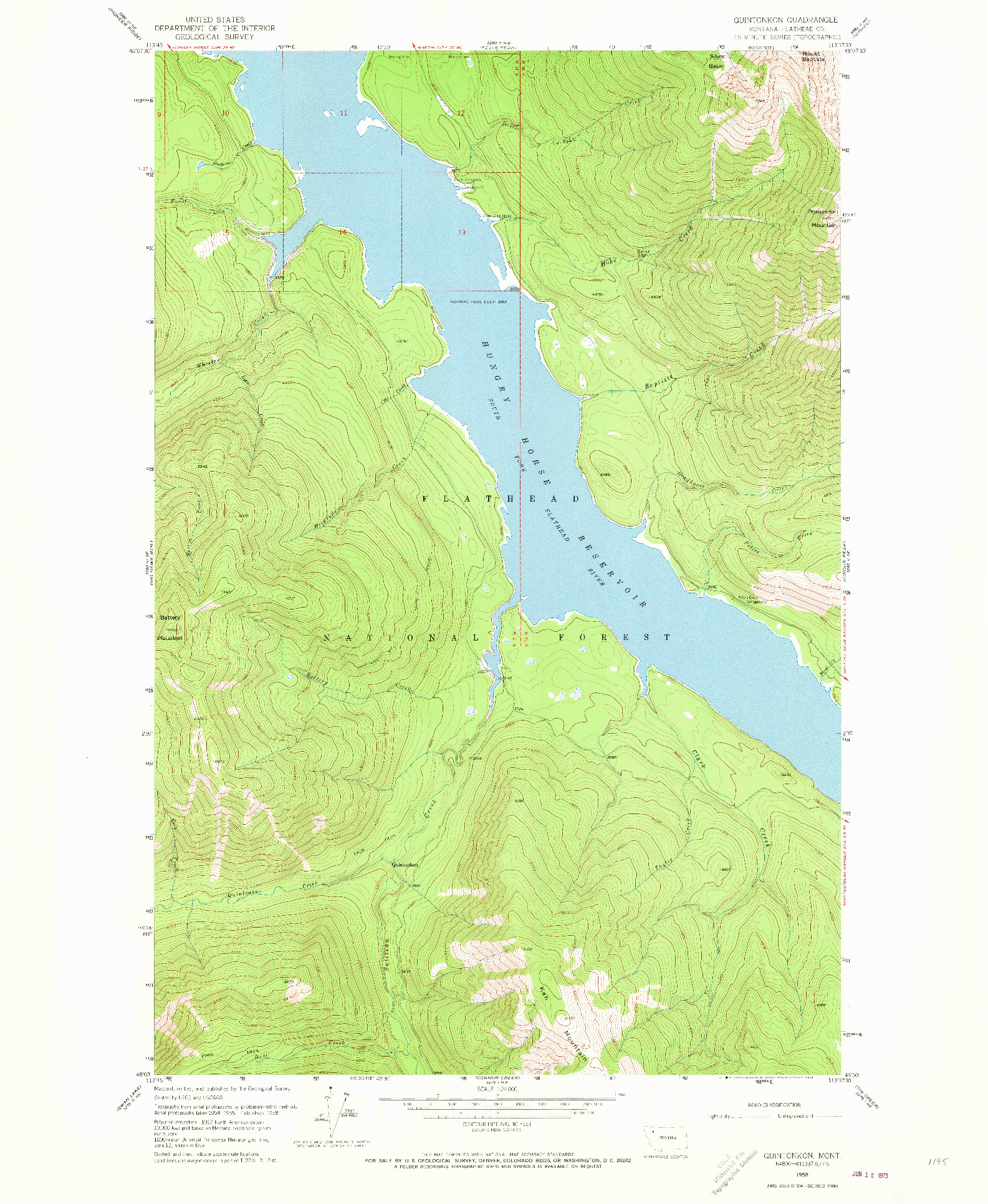 USGS 1:24000-SCALE QUADRANGLE FOR QUINTONKON, MT 1958