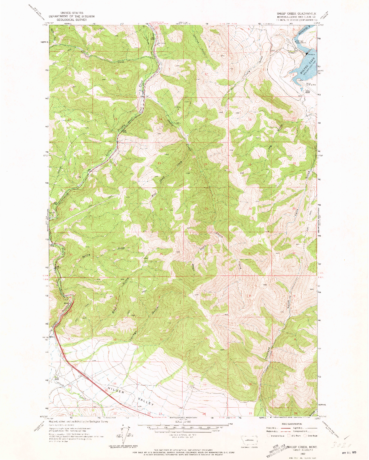 USGS 1:24000-SCALE QUADRANGLE FOR SHEEP CREEK, MT 1962
