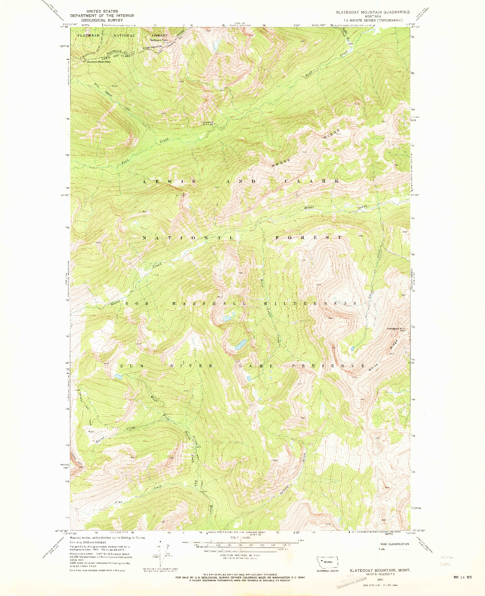USGS 1:24000-SCALE QUADRANGLE FOR SLATEGOAT MOUNTAIN, MT 1970
