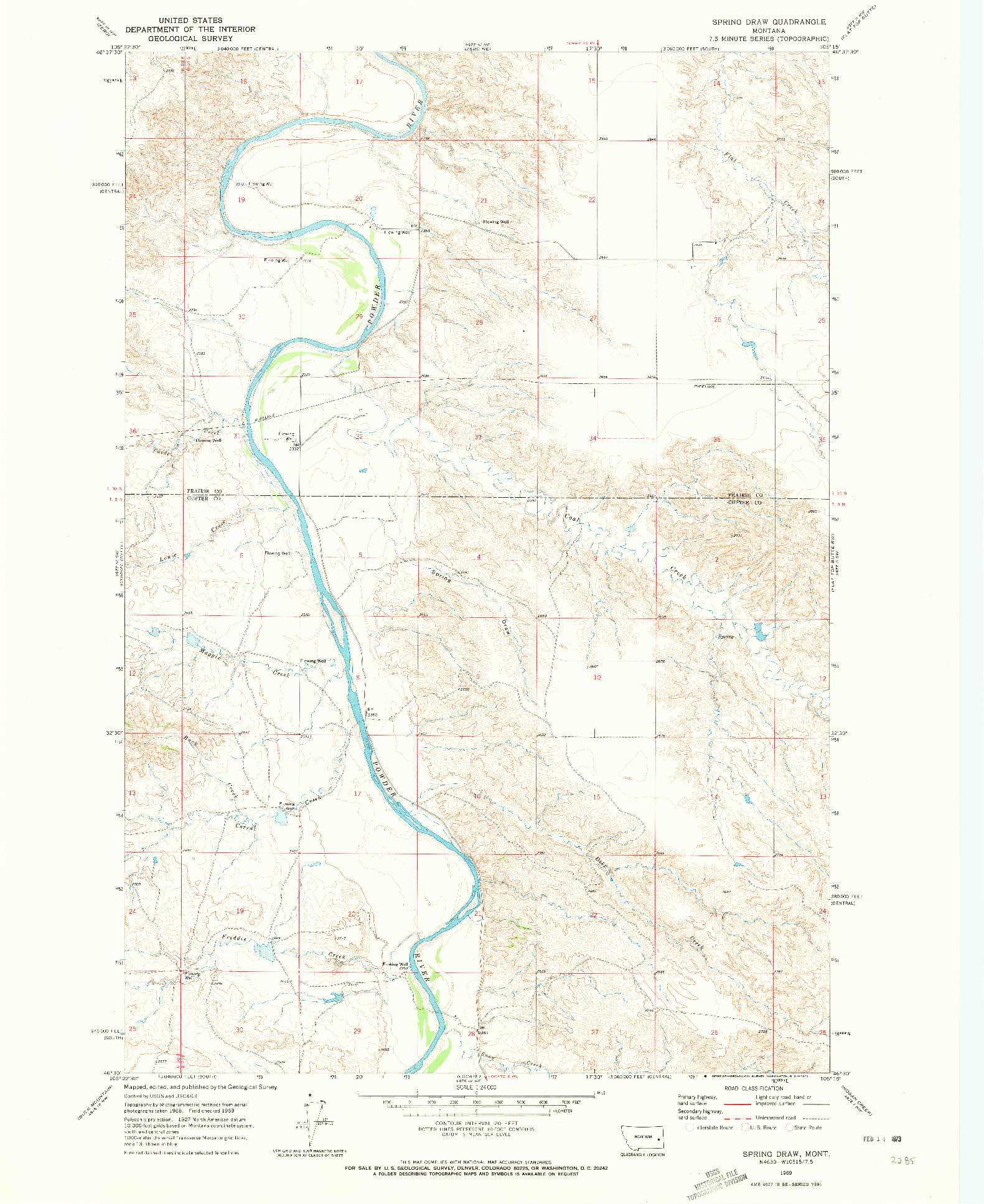 USGS 1:24000-SCALE QUADRANGLE FOR SPRING DRAW, MT 1969