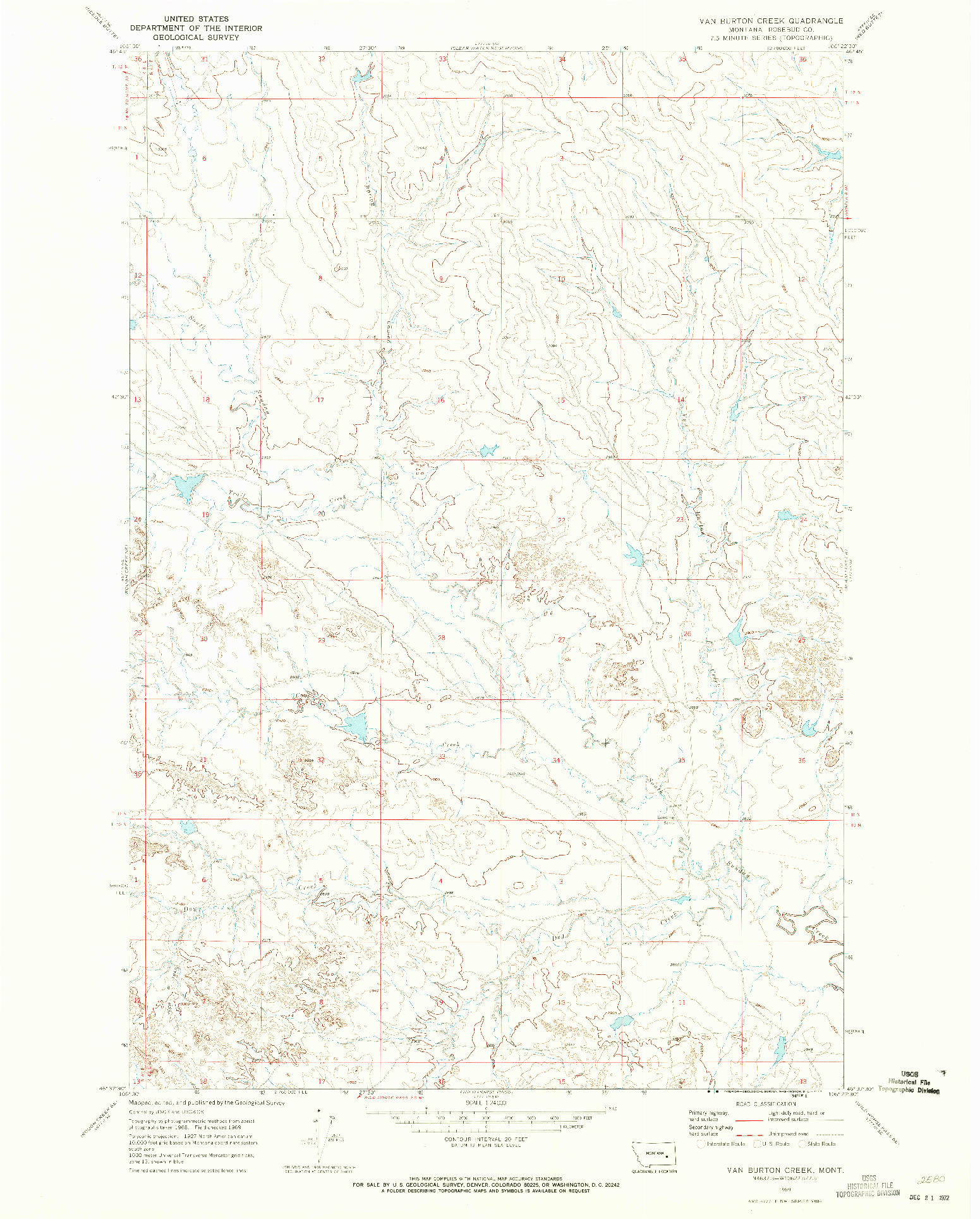 USGS 1:24000-SCALE QUADRANGLE FOR VAN BURTON CREEK, MT 1969