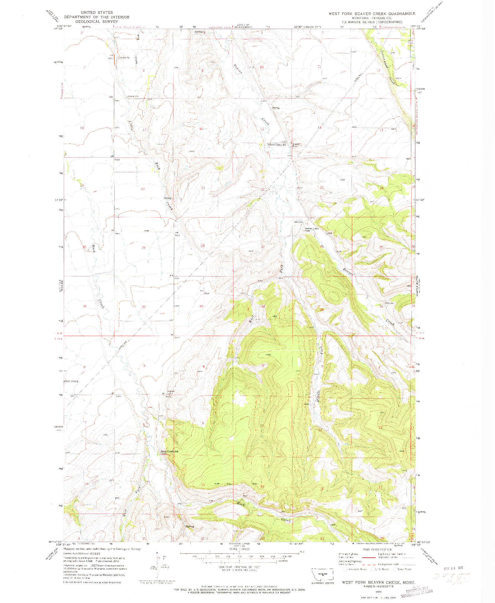 USGS 1:24000-SCALE QUADRANGLE FOR WEST FORK BEAVER CREEK, MT 1970