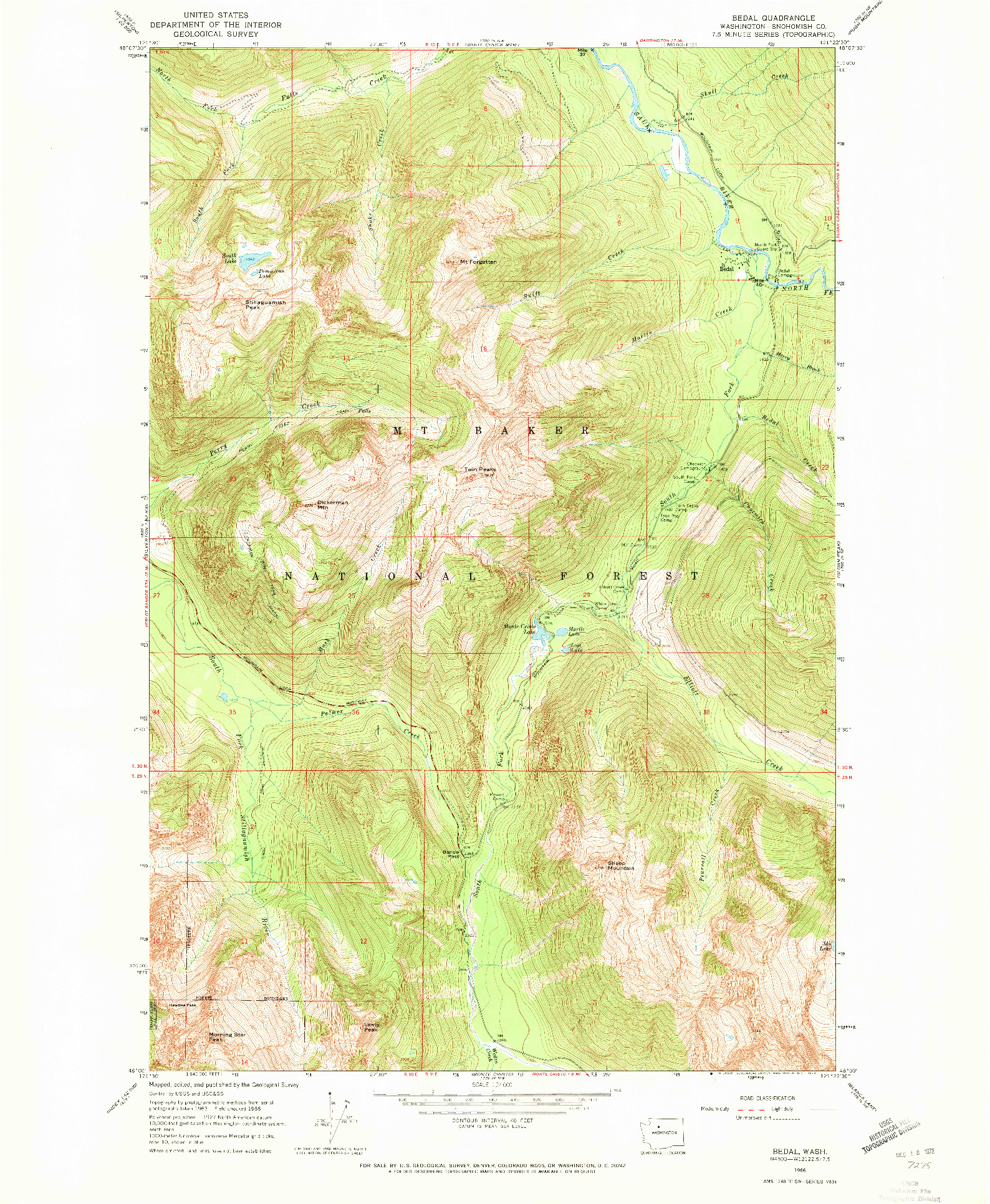 USGS 1:24000-SCALE QUADRANGLE FOR BEDAL, WA 1966