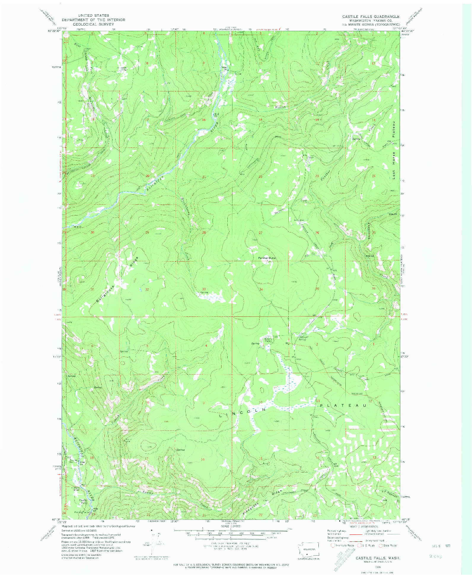 USGS 1:24000-SCALE QUADRANGLE FOR CASTILE FALLS, WA 1970