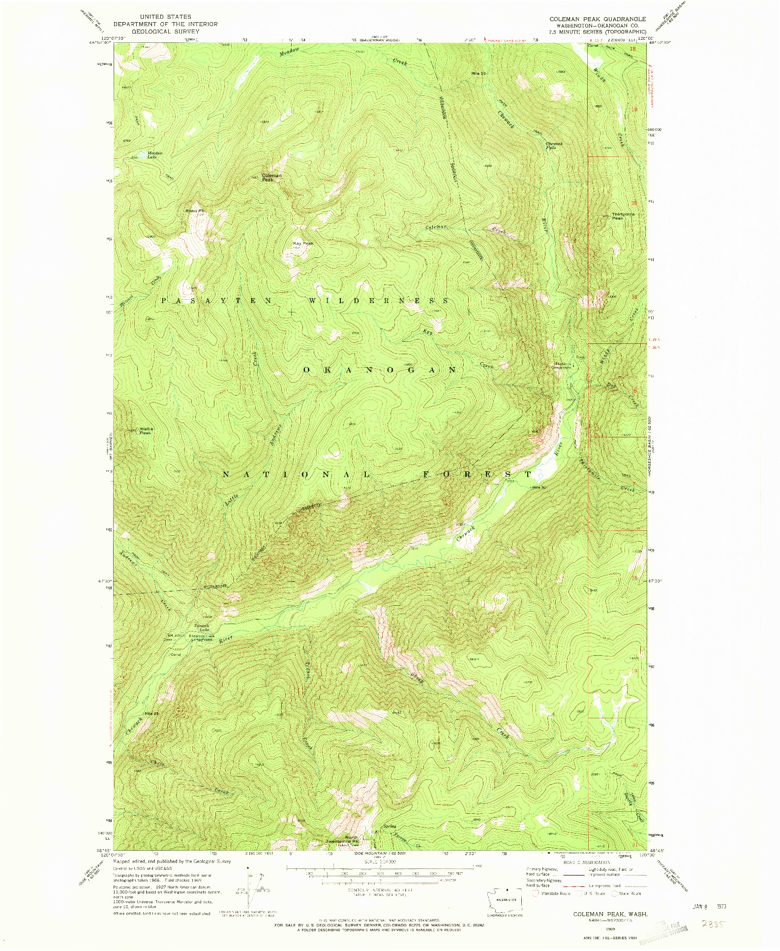USGS 1:24000-SCALE QUADRANGLE FOR COLEMAN PEAK, WA 1969