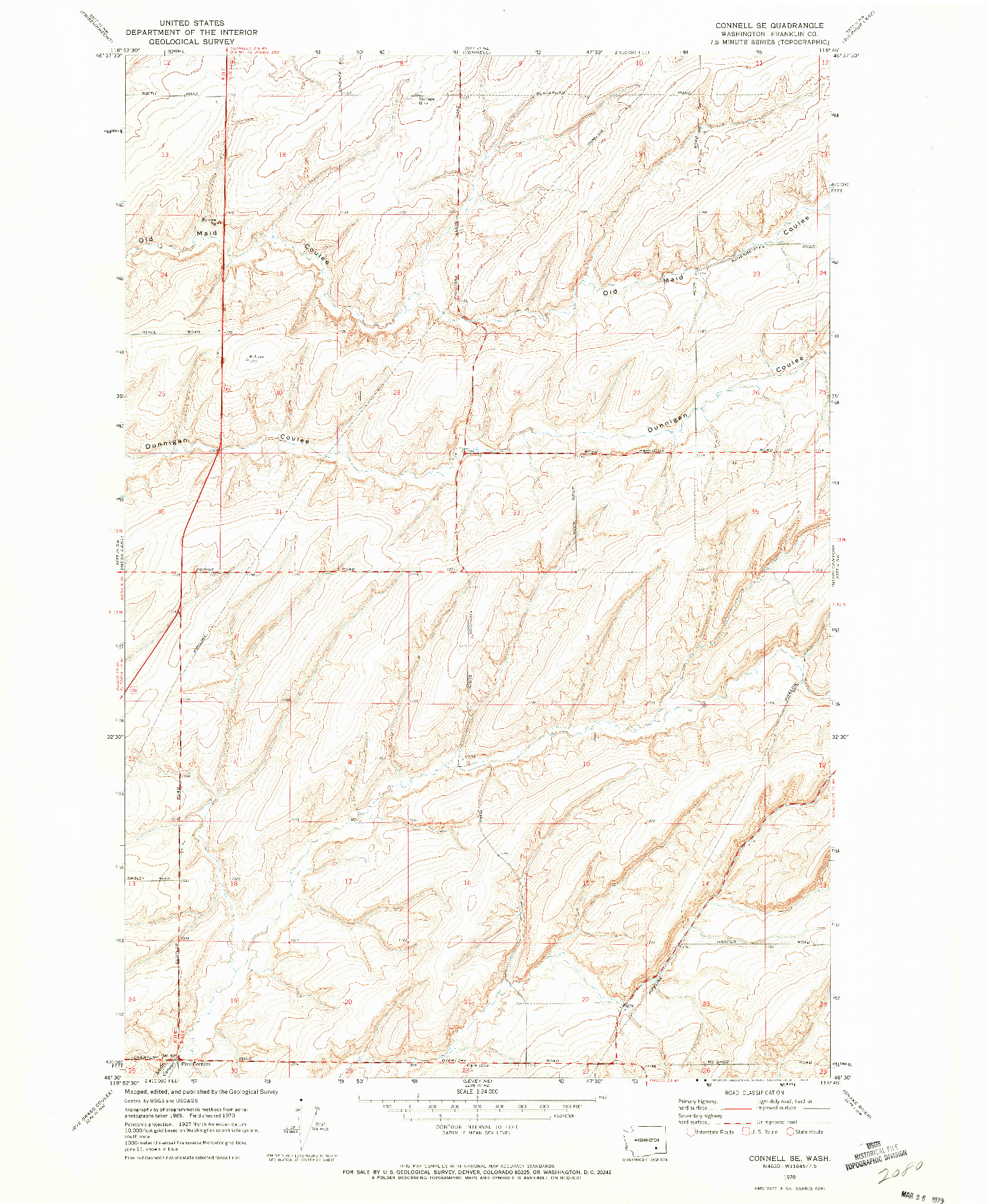 USGS 1:24000-SCALE QUADRANGLE FOR CONNELL SE, WA 1970