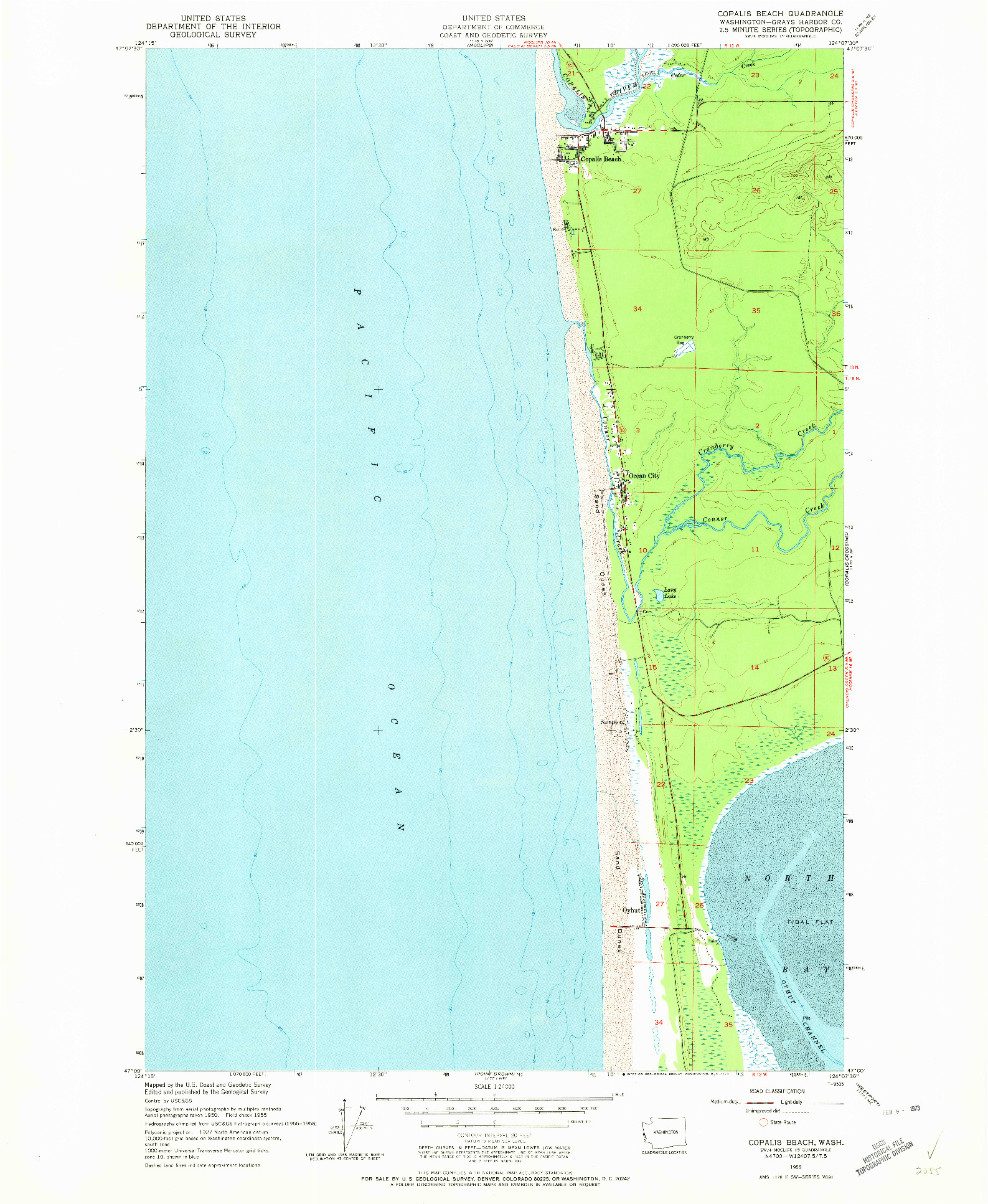 USGS 1:24000-SCALE QUADRANGLE FOR COPALIS BEACH, WA 1955