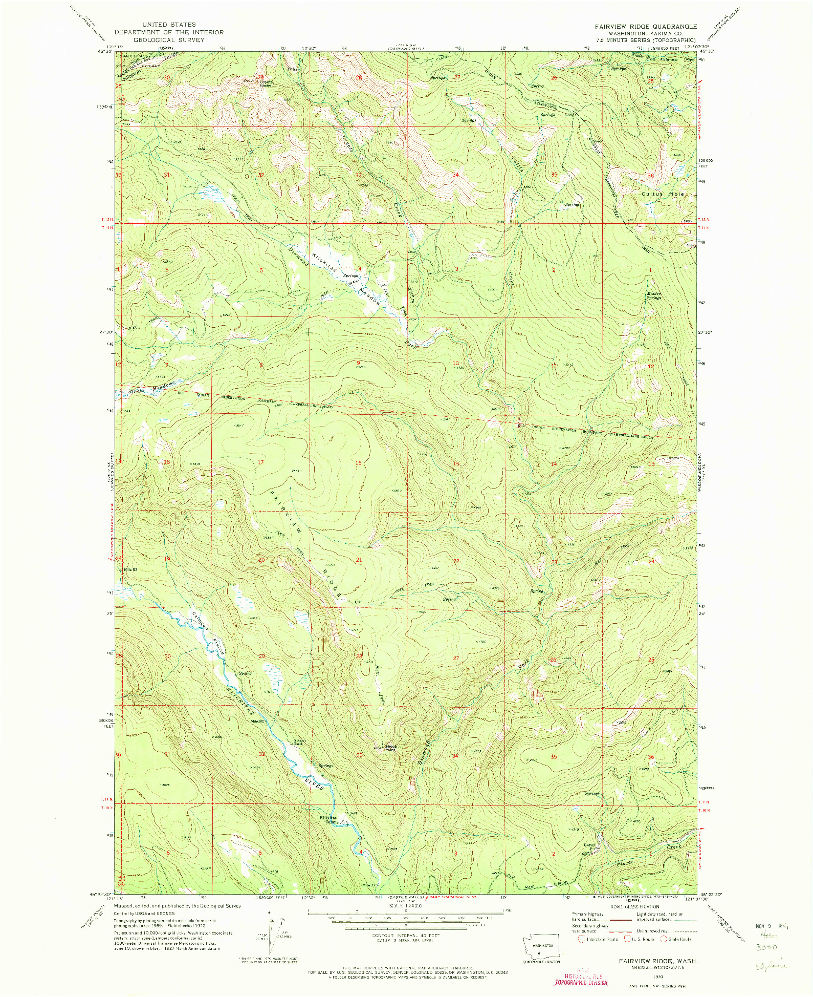 USGS 1:24000-SCALE QUADRANGLE FOR FAIRVIEW RIDGE, WA 1970