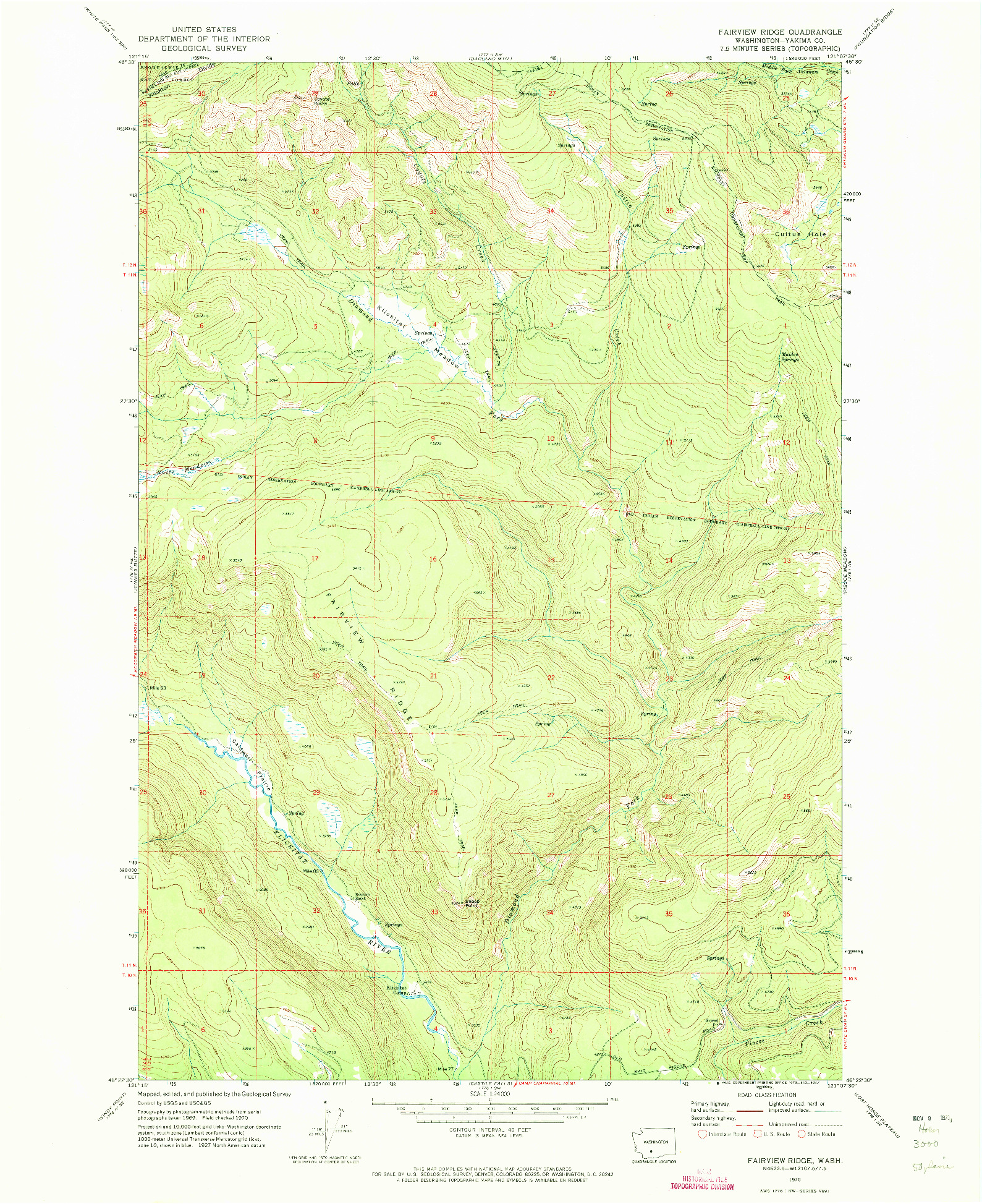 USGS 1:24000-SCALE QUADRANGLE FOR FAIRVIEW RIDGE, WA 1970