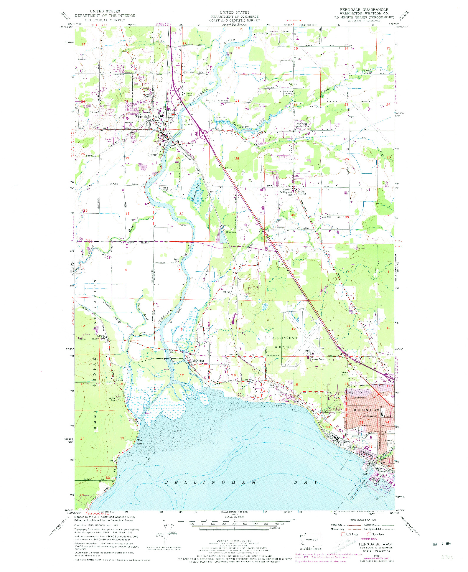 USGS 1:24000-SCALE QUADRANGLE FOR FERNDALE, WA 1952