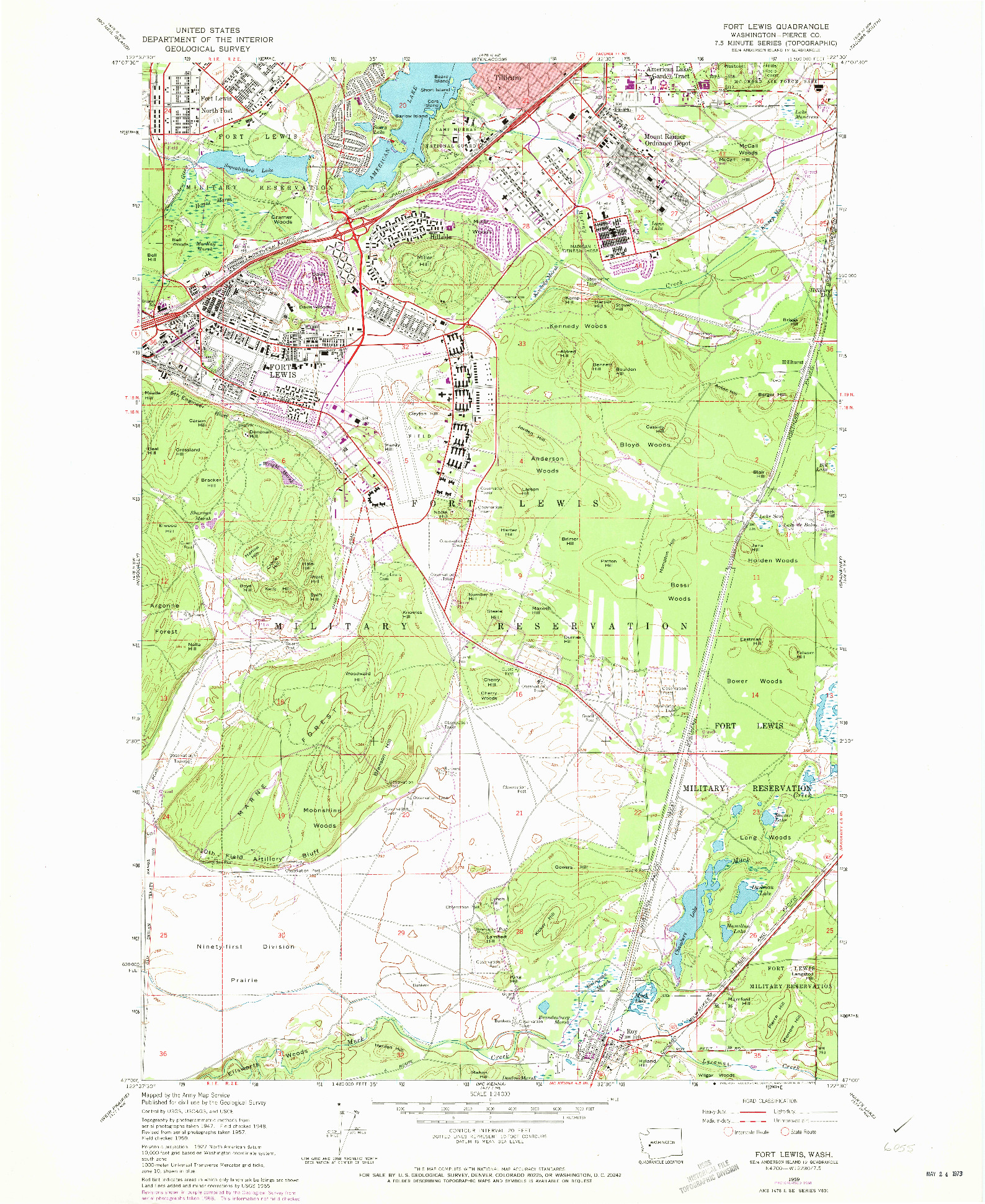 USGS 1:24000-SCALE QUADRANGLE FOR FORT LEWIS, WA 1959
