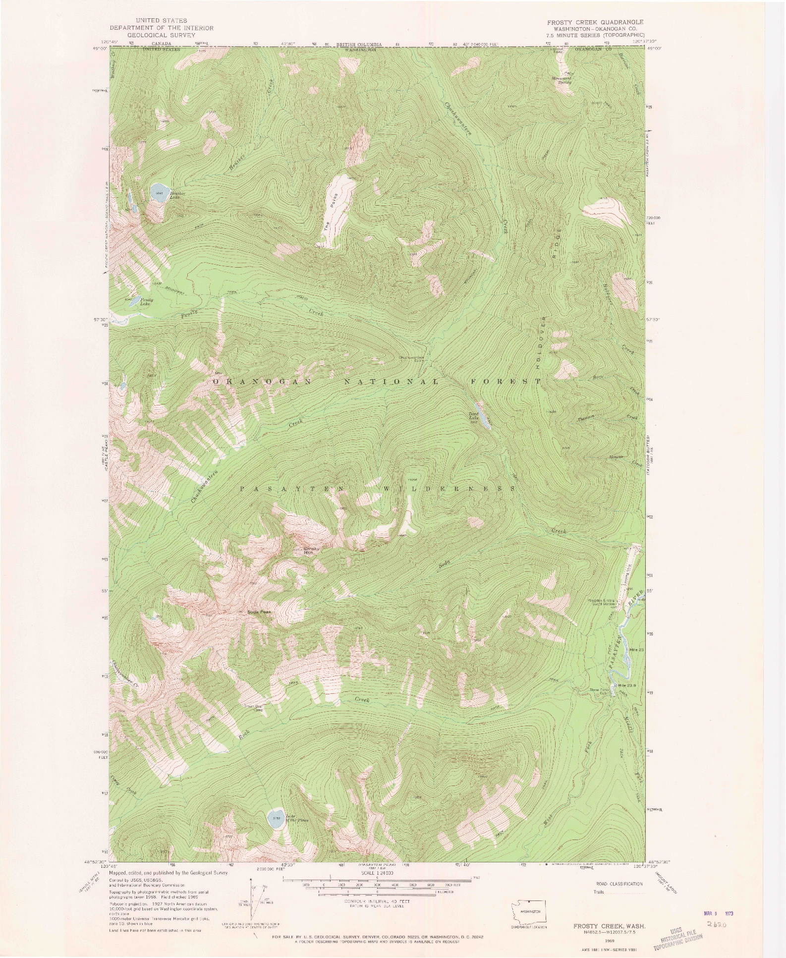 USGS 1:24000-SCALE QUADRANGLE FOR FROSTY CREEK, WA 1969