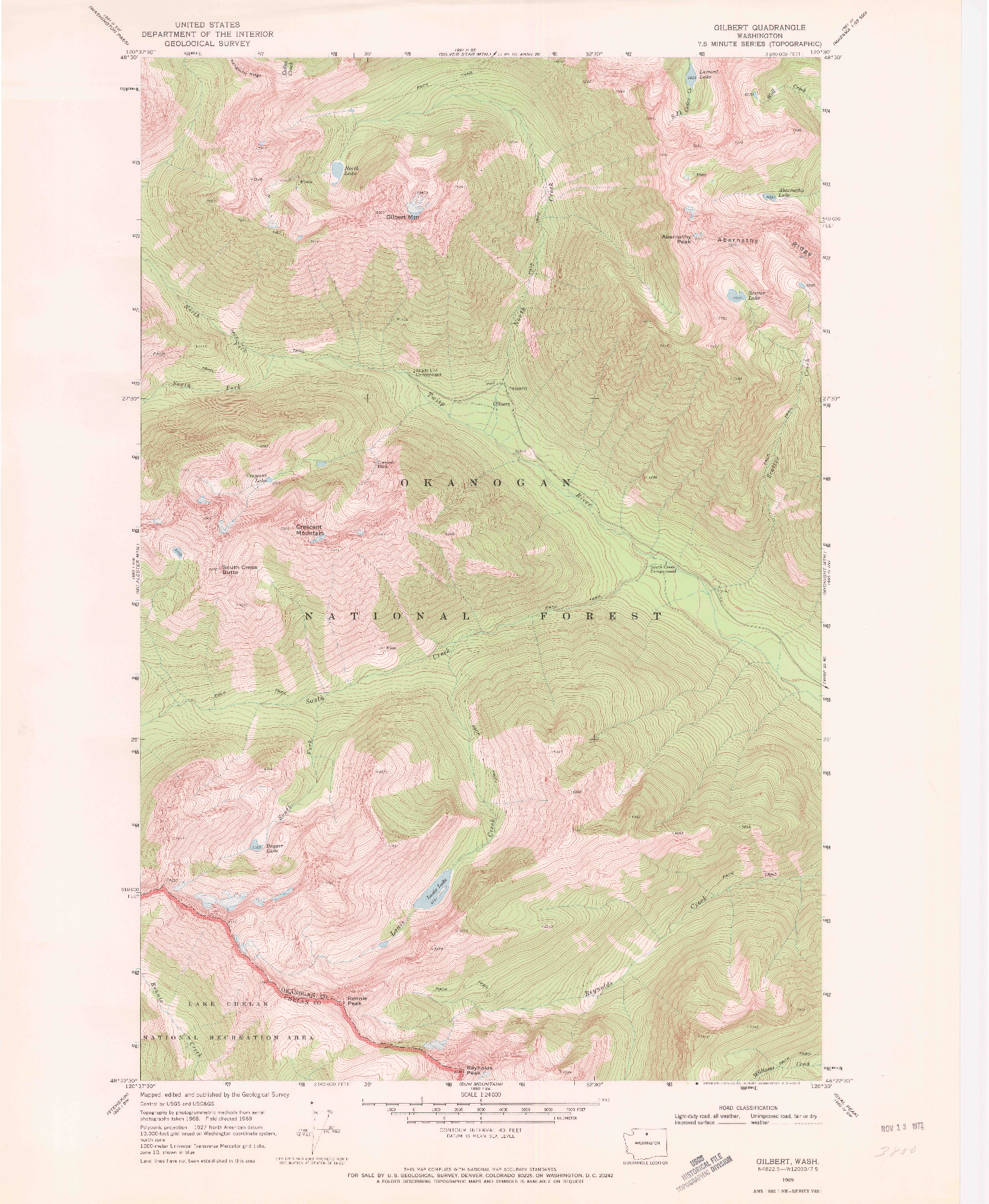 USGS 1:24000-SCALE QUADRANGLE FOR GILBERT, WA 1969