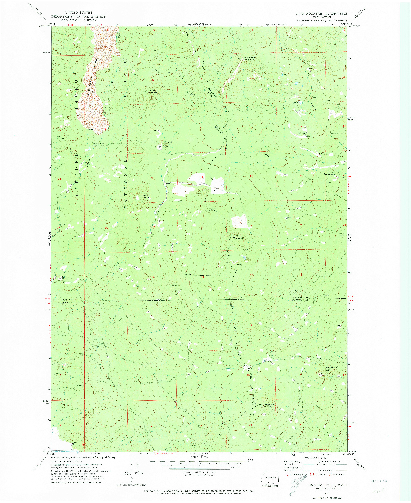 USGS 1:24000-SCALE QUADRANGLE FOR KING MOUNTAIN, WA 1971