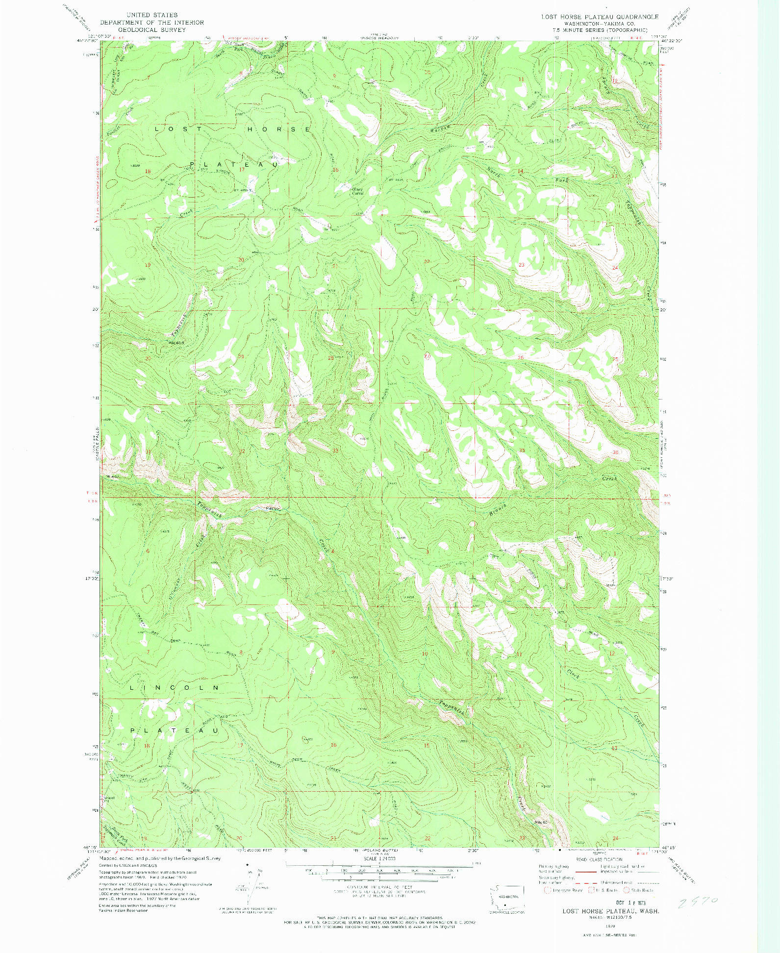 USGS 1:24000-SCALE QUADRANGLE FOR LOST HORSE PLATEAU, WA 1970