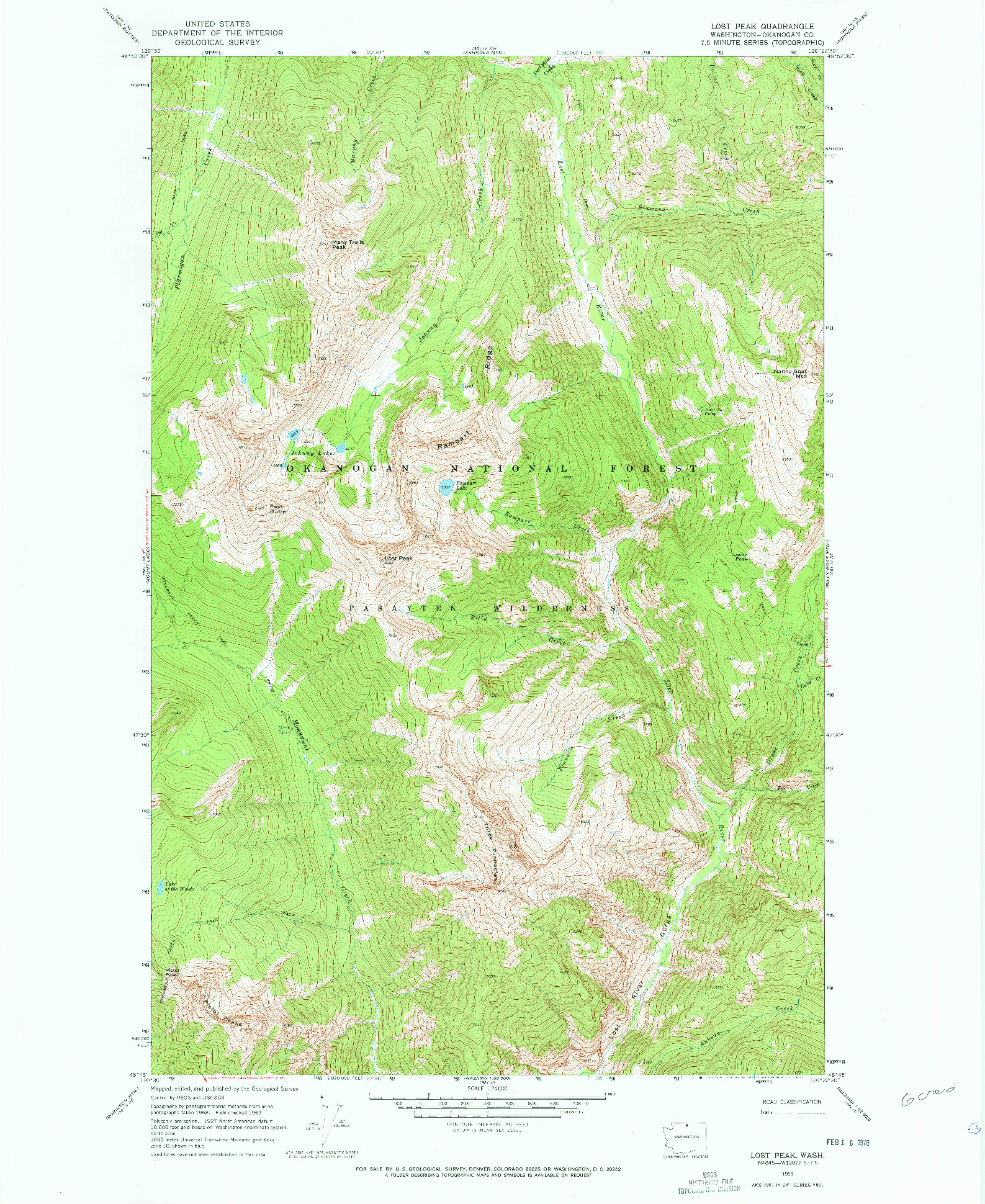 USGS 1:24000-SCALE QUADRANGLE FOR LOST PEAK, WA 1969