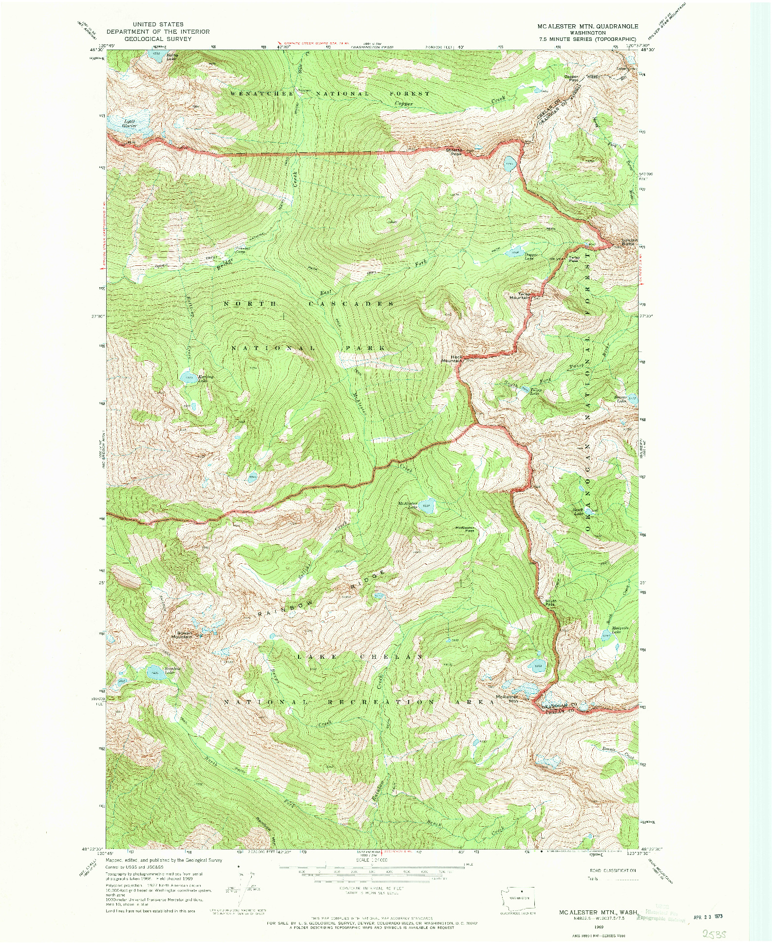 USGS 1:24000-SCALE QUADRANGLE FOR MC ALESTER MTN, WA 1969