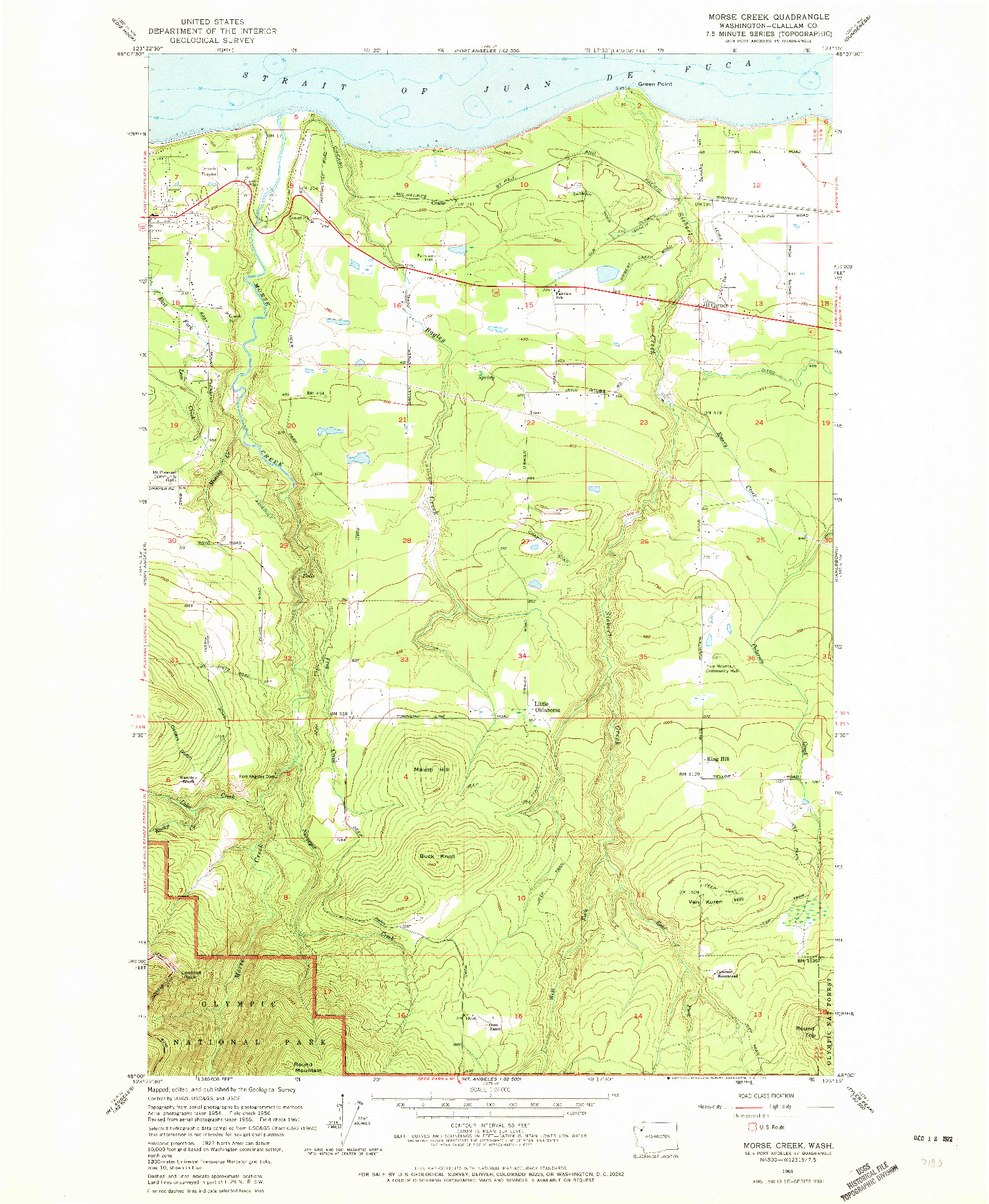 USGS 1:24000-SCALE QUADRANGLE FOR MORSE CREEK, WA 1961